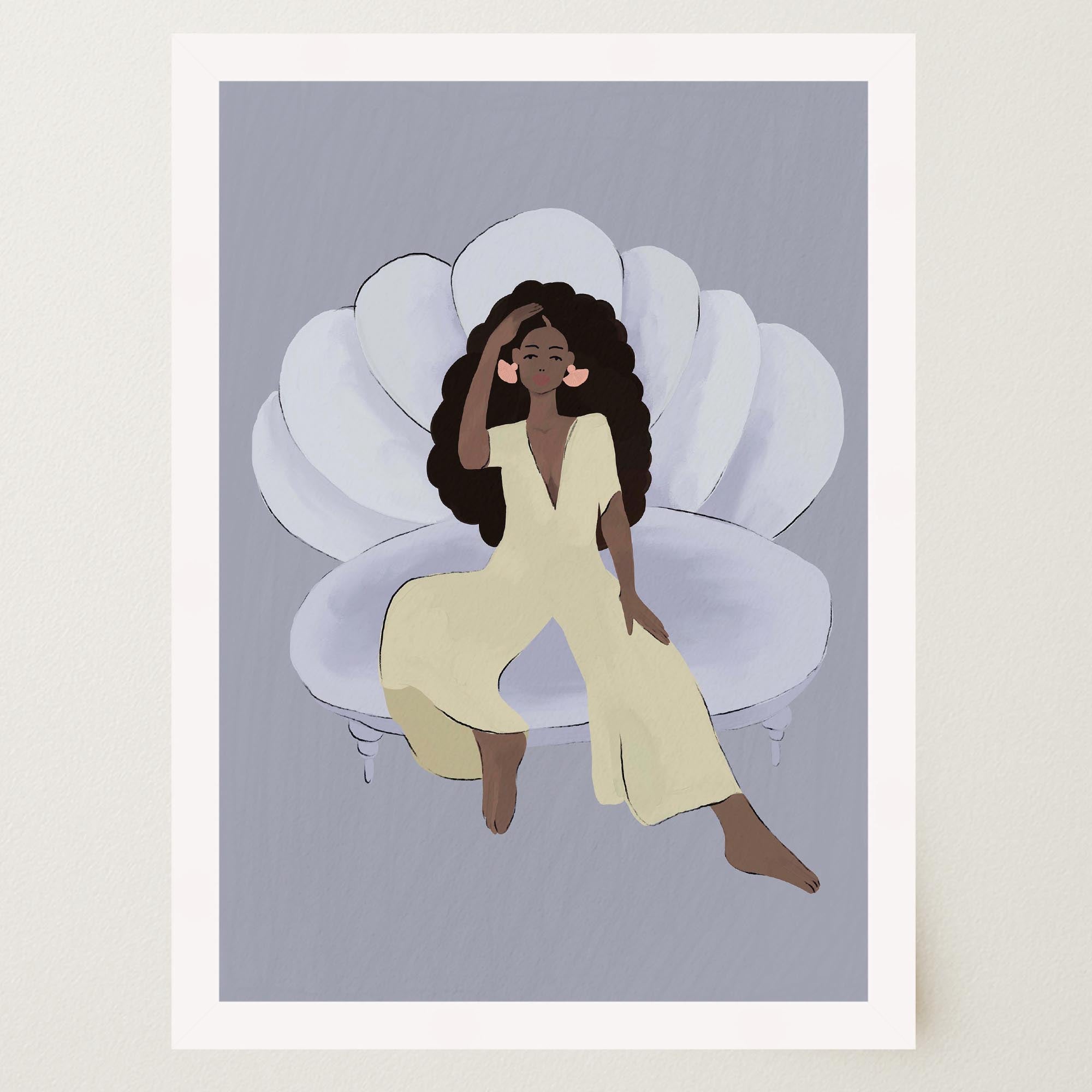 Woman Sitting in Chair Wall Art Print-Skudaboo
