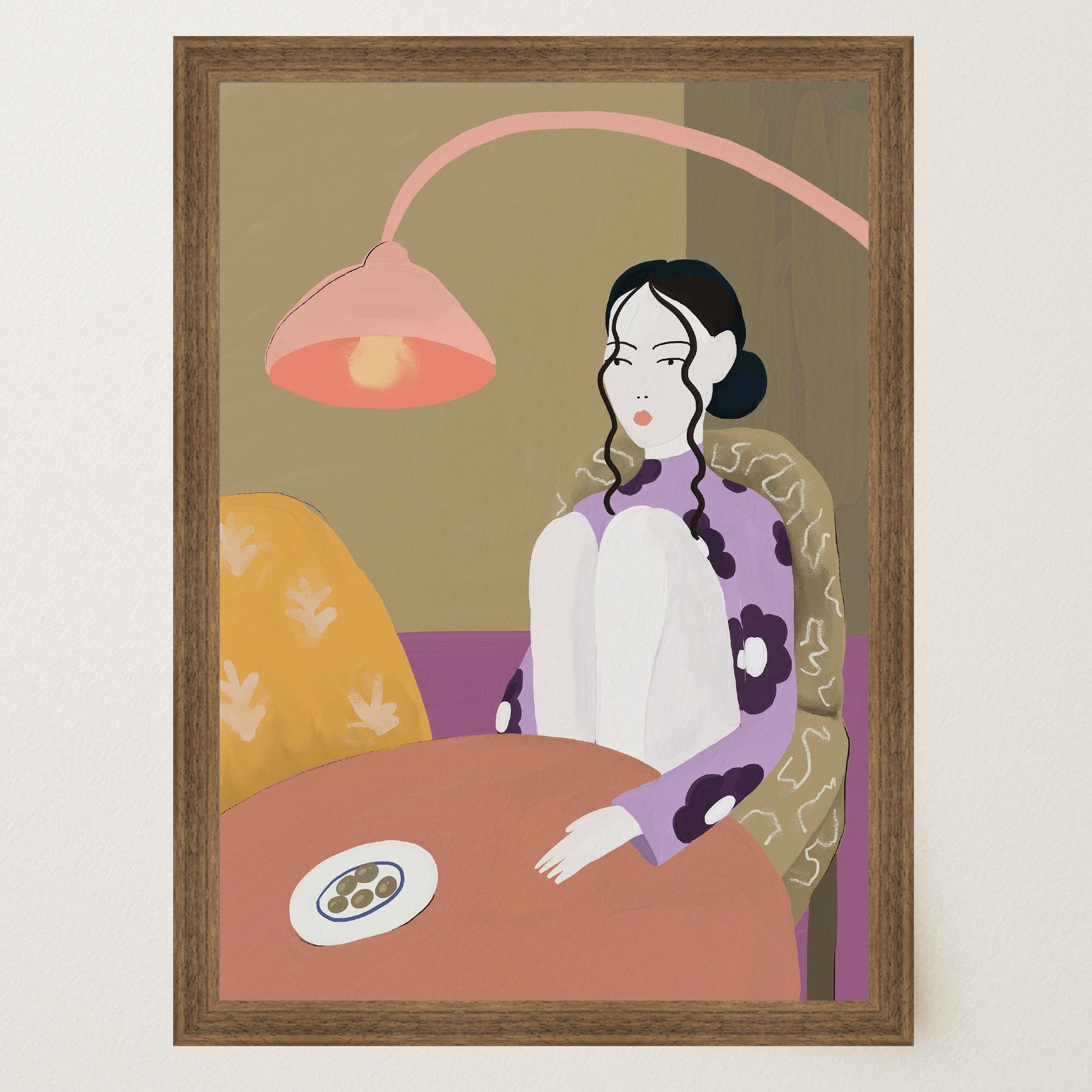 Woman Sitting at Table Wall Art Print-Skudaboo