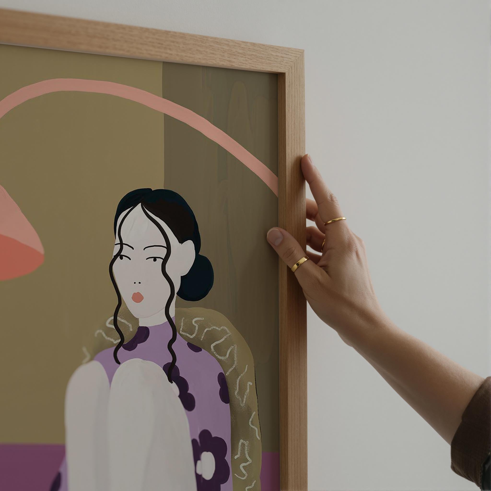Woman Sitting at Table Wall Art Print-Skudaboo