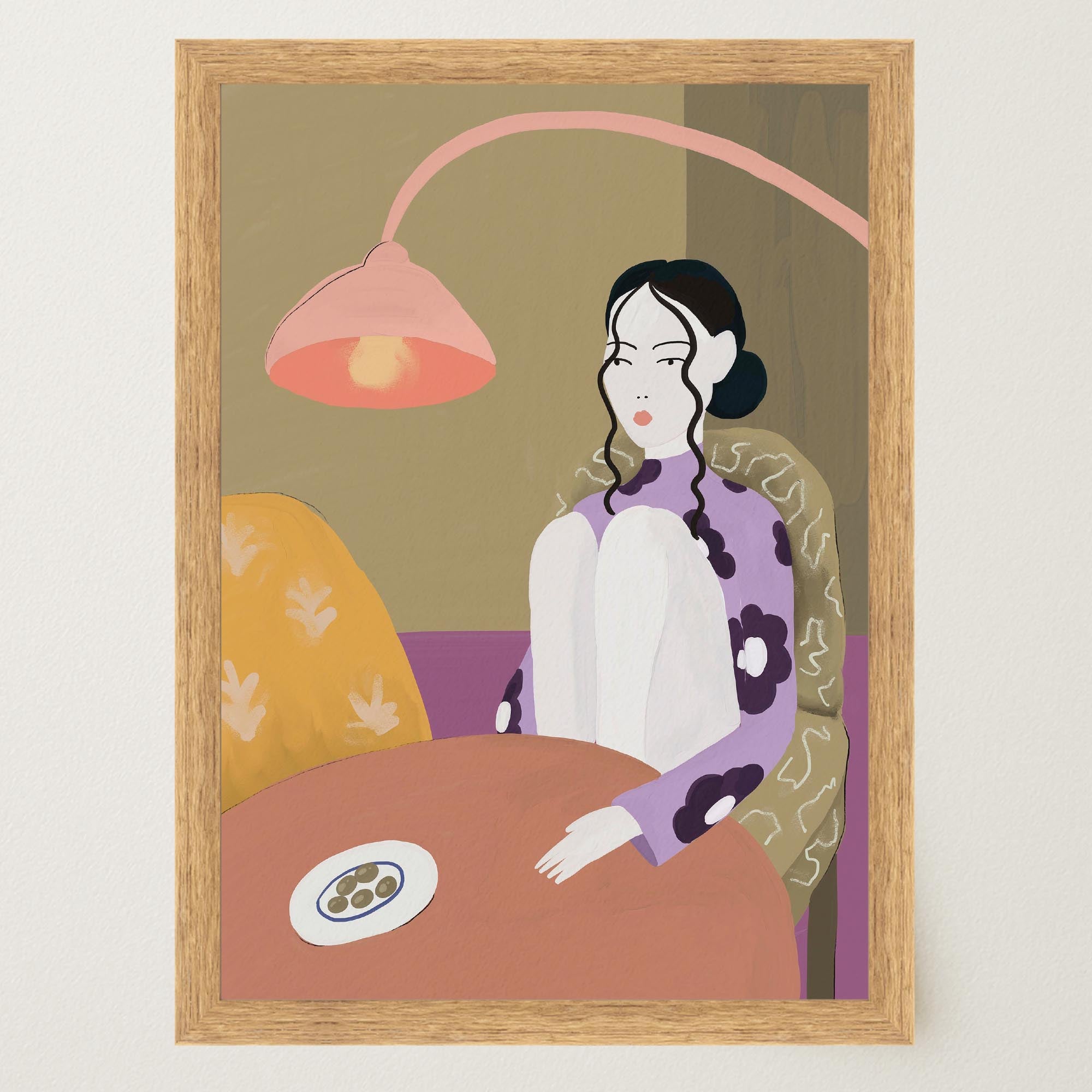 Woman Sitting at Table Wall Art Print-Skudaboo
