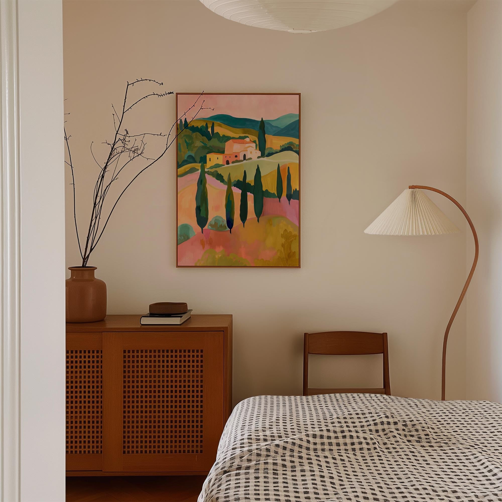 Colourful Tuscan Countryside Wall Art Print-Skudaboo