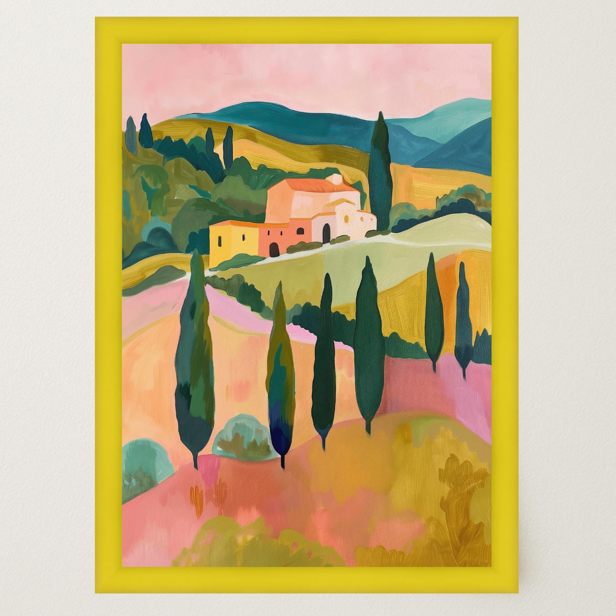 Colourful Tuscan Countryside Wall Art Print-Skudaboo