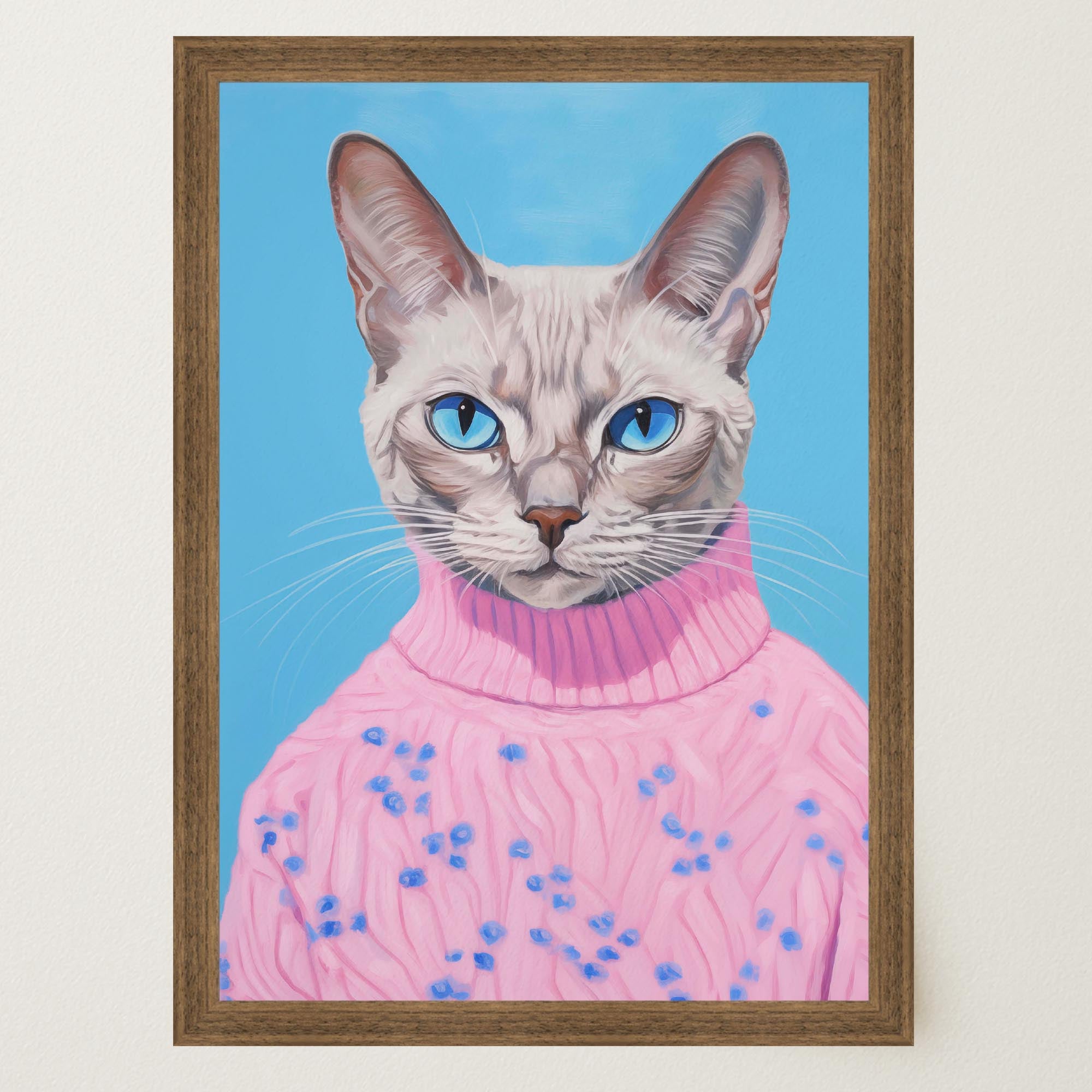 Cat in Jumper Portrait Wall Art Print-Skudaboo