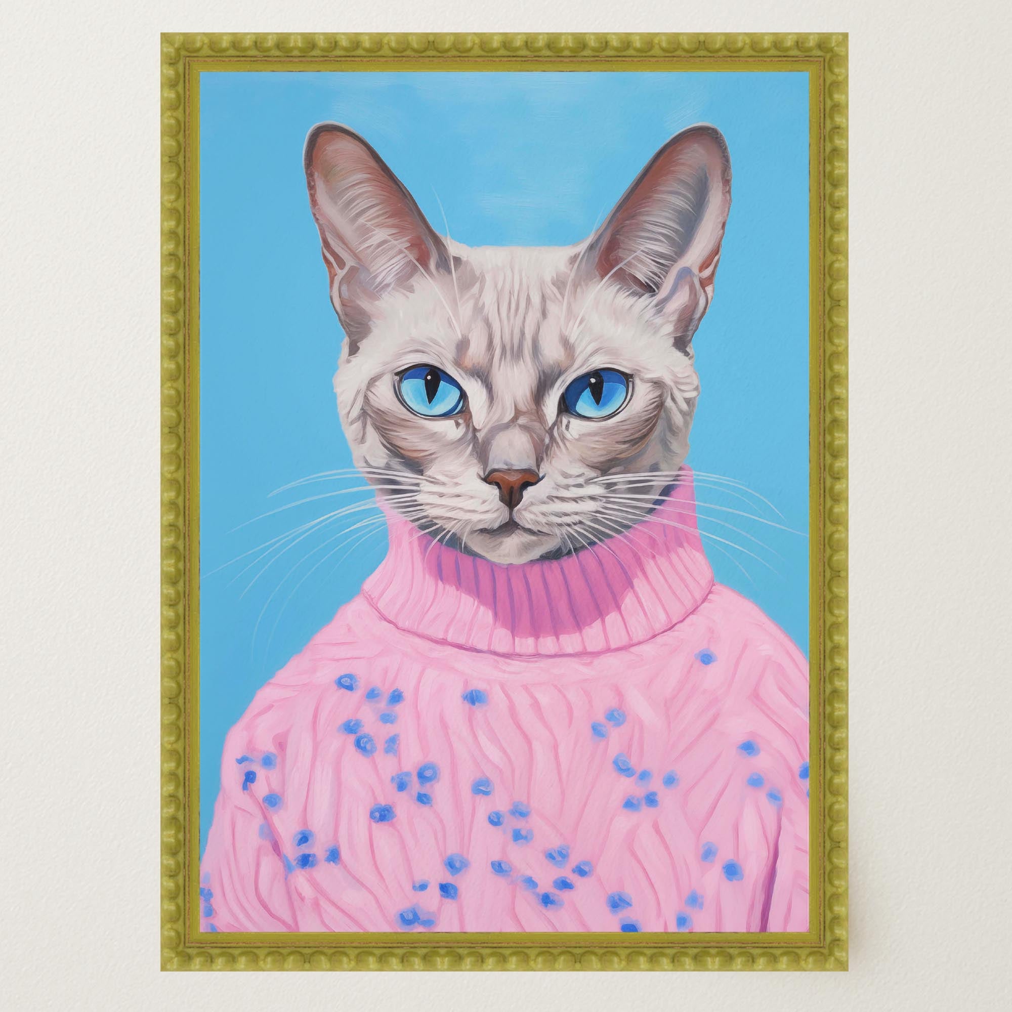 Cat in Jumper Portrait Wall Art Print-Skudaboo