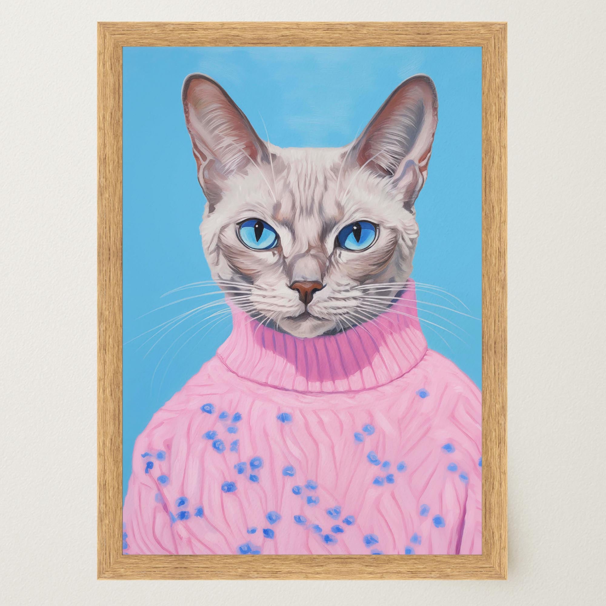 Cat in Jumper Portrait Wall Art Print-Skudaboo