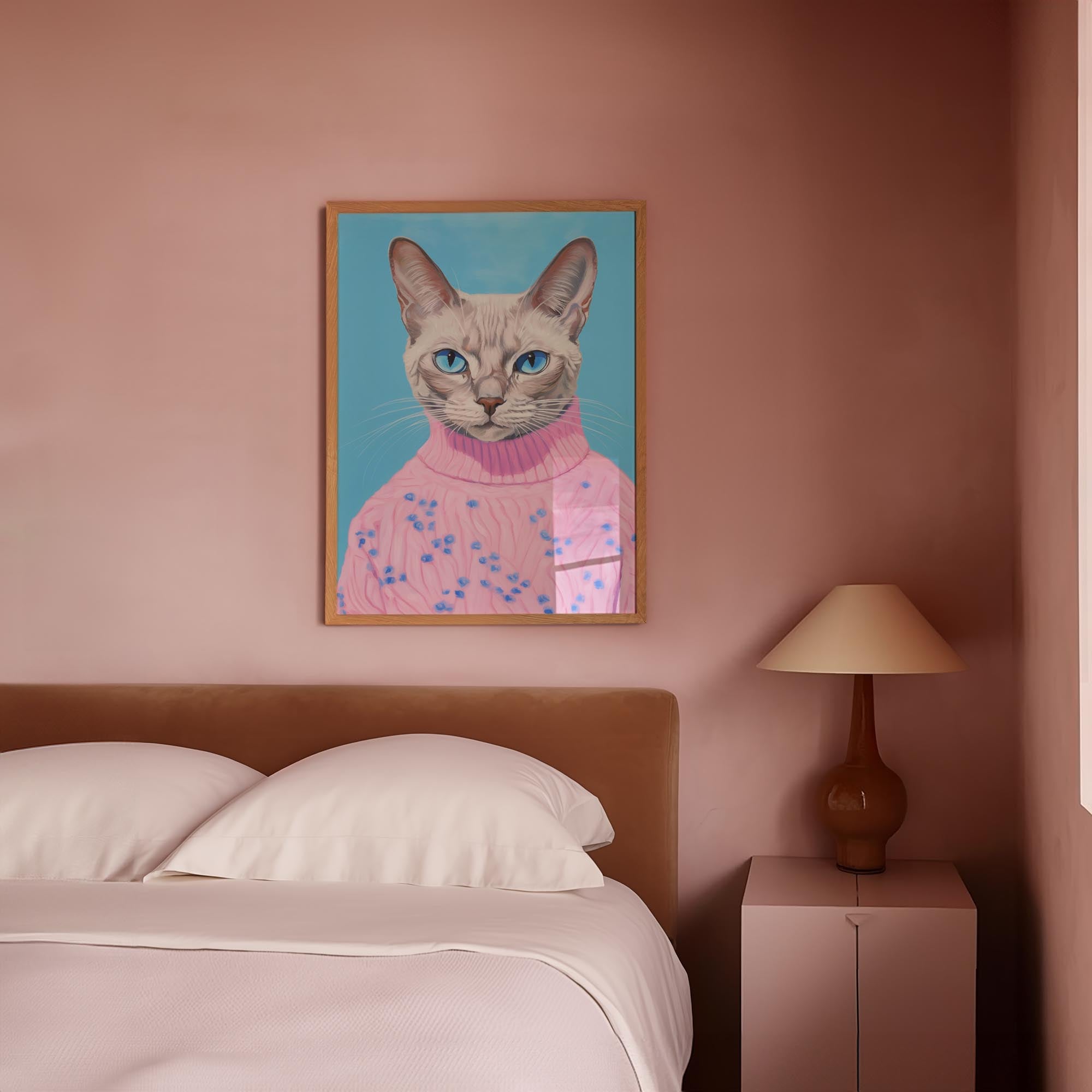 Cat in Jumper Portrait Wall Art Print-Skudaboo