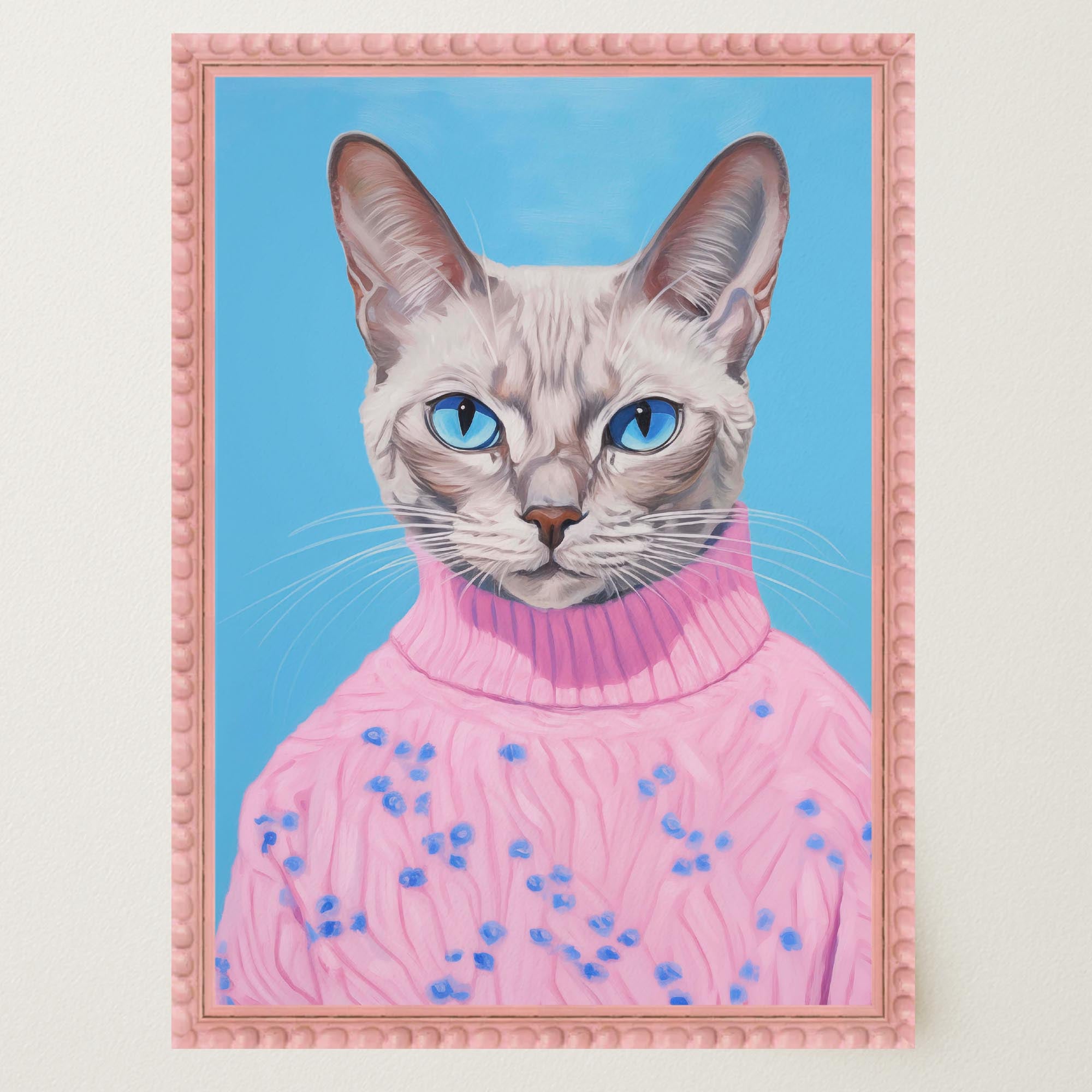 Cat in Jumper Portrait Wall Art Print-Skudaboo