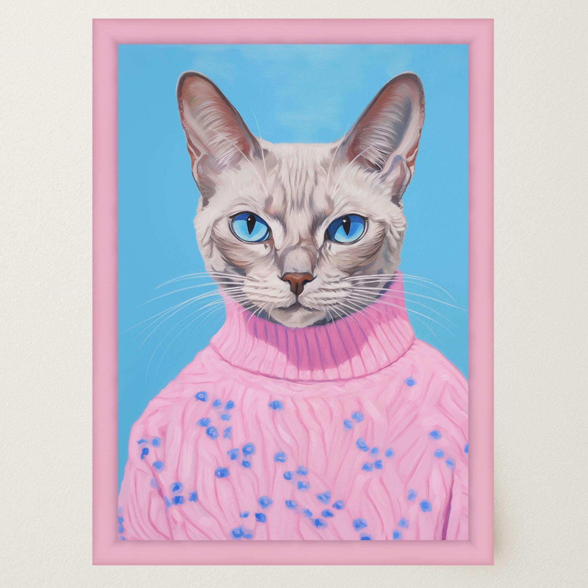 Cat in Jumper Portrait Wall Art Print-Skudaboo