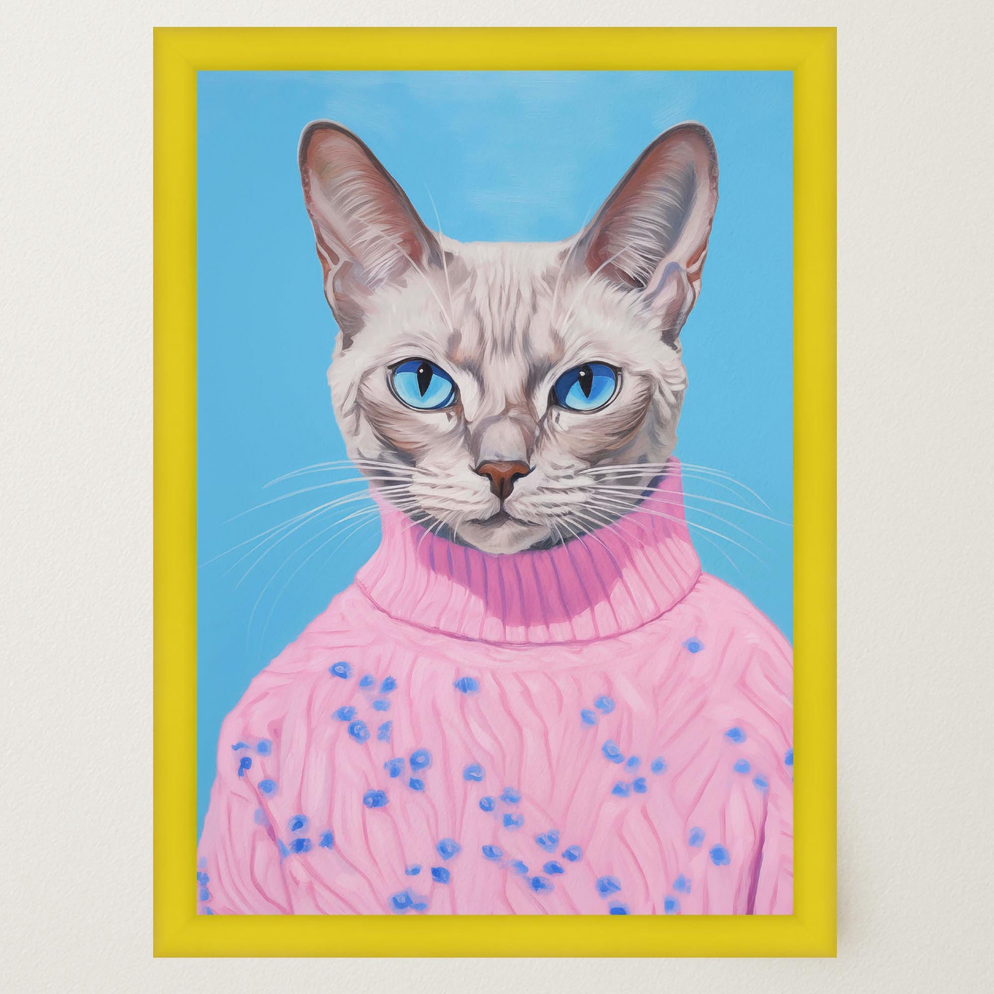 Cat in Jumper Portrait Wall Art Print-Skudaboo