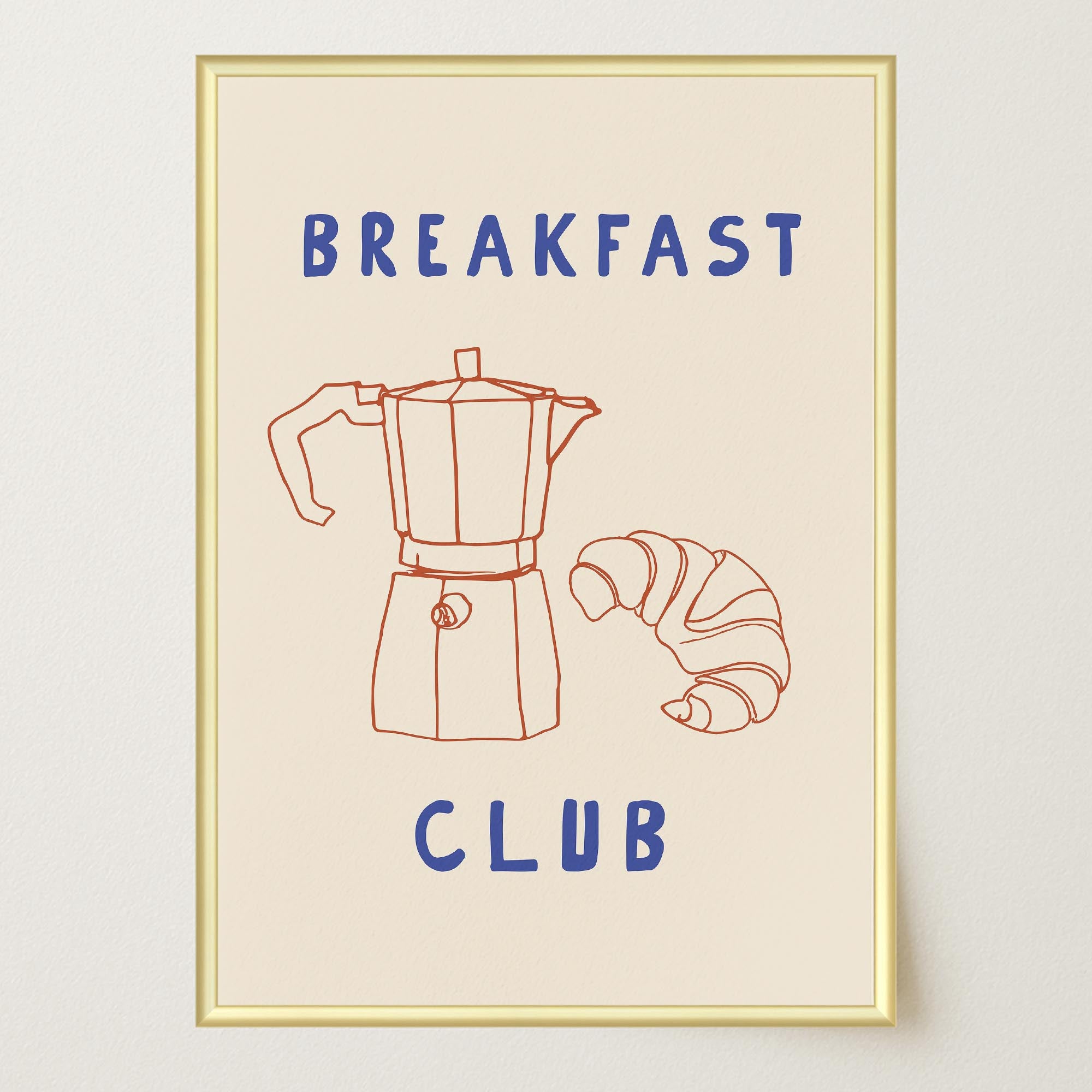 Breakfast Club Coffee and Croissant Minimal Kitchen Wall Art Print-Skudaboo