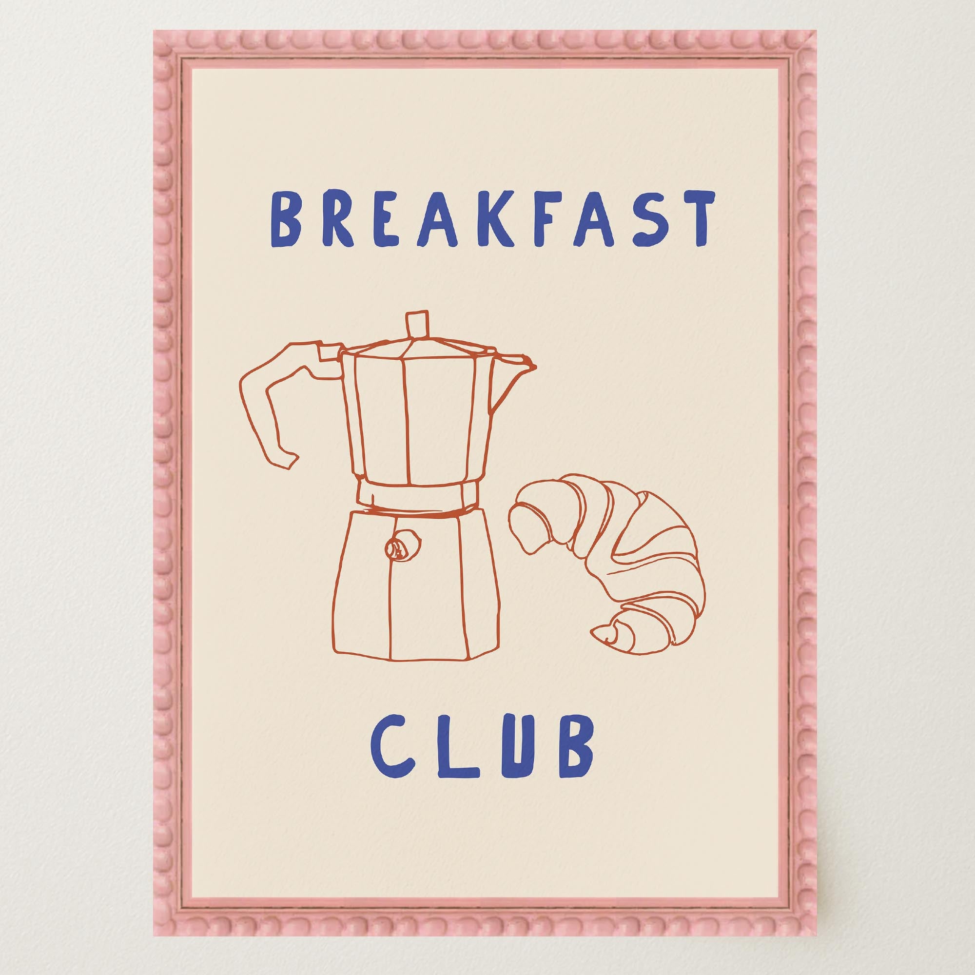 Breakfast Club Coffee and Croissant Minimal Kitchen Wall Art Print-Skudaboo
