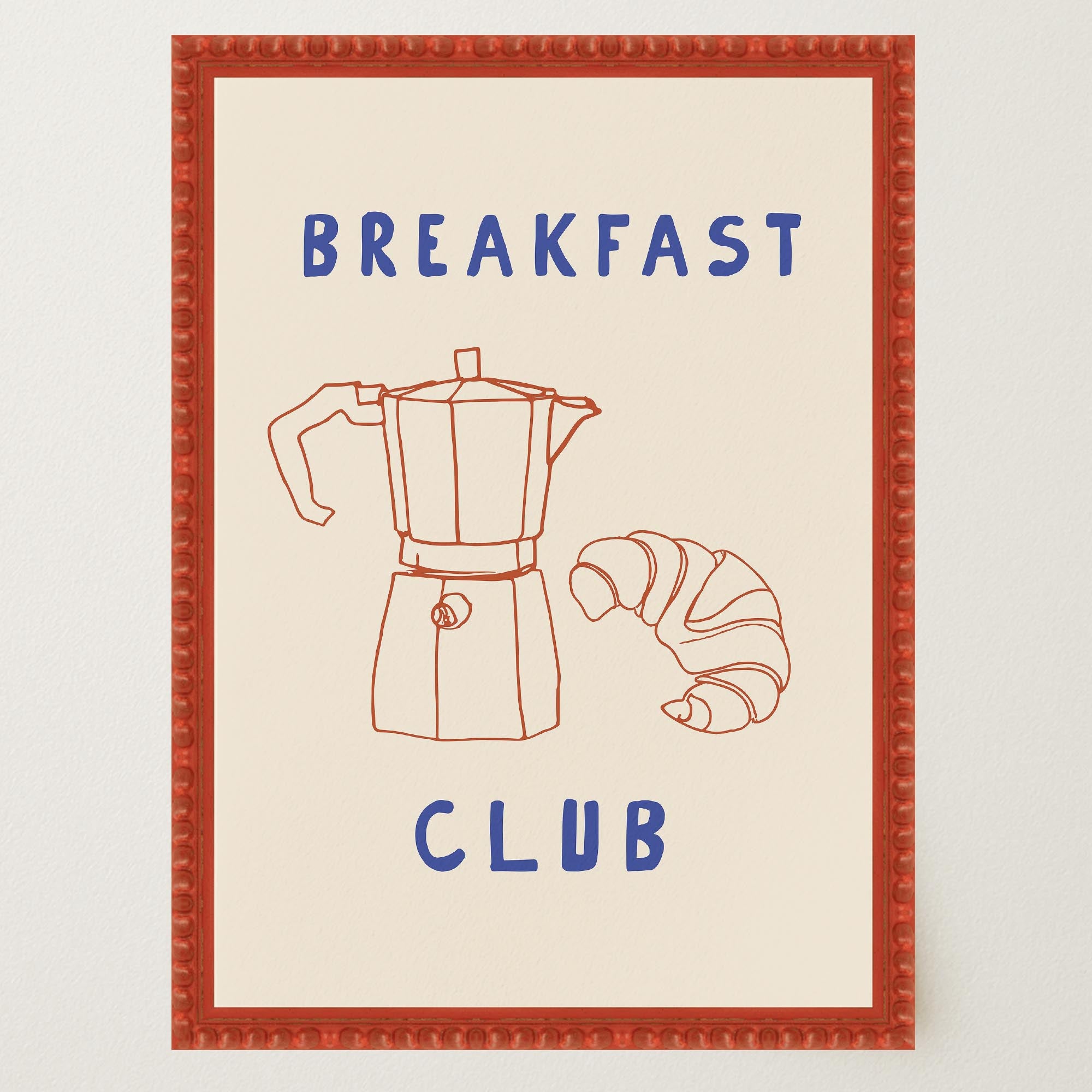 Breakfast Club Coffee and Croissant Minimal Kitchen Wall Art Print-Skudaboo