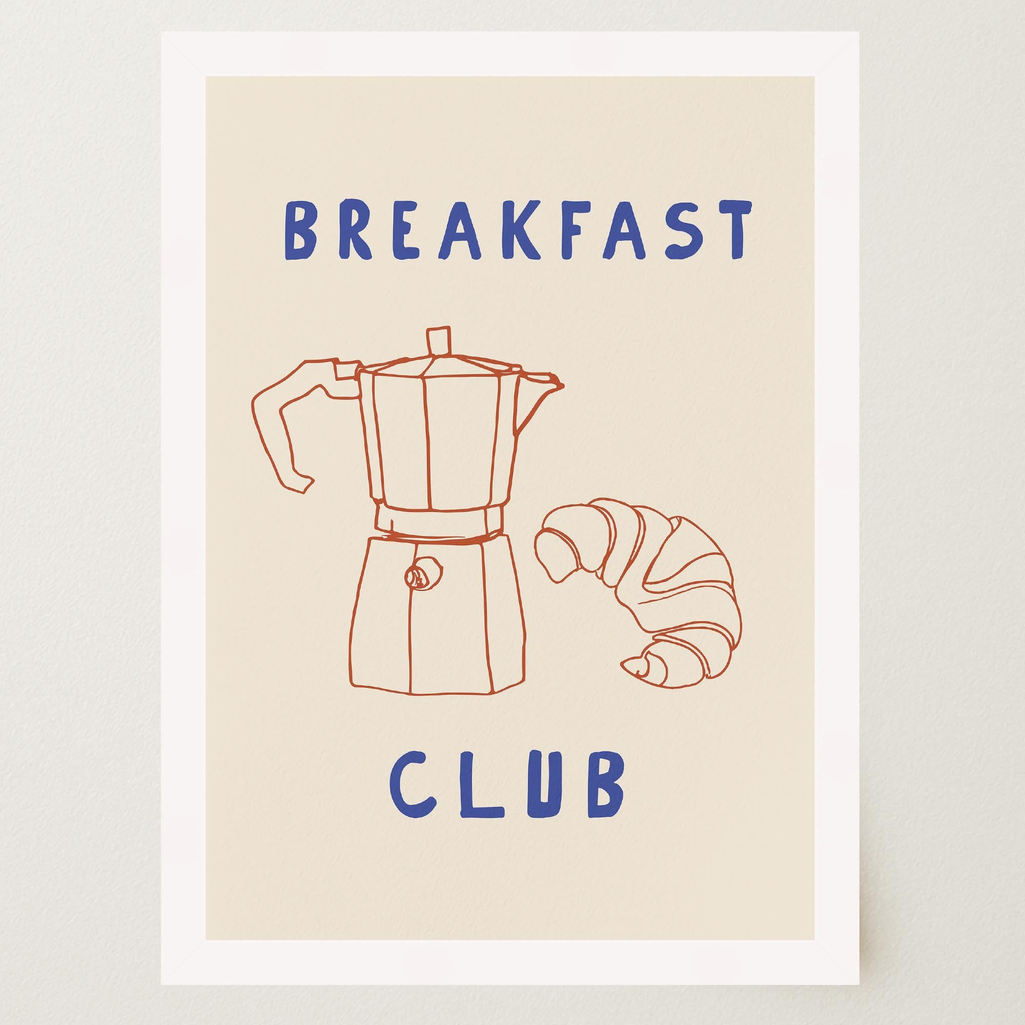 Breakfast Club Coffee and Croissant Minimal Kitchen Wall Art Print-Skudaboo