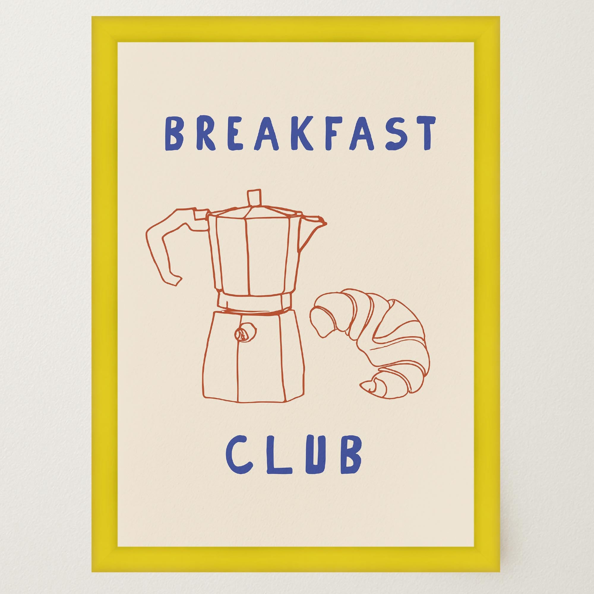 Breakfast Club Coffee and Croissant Minimal Kitchen Wall Art Print-Skudaboo