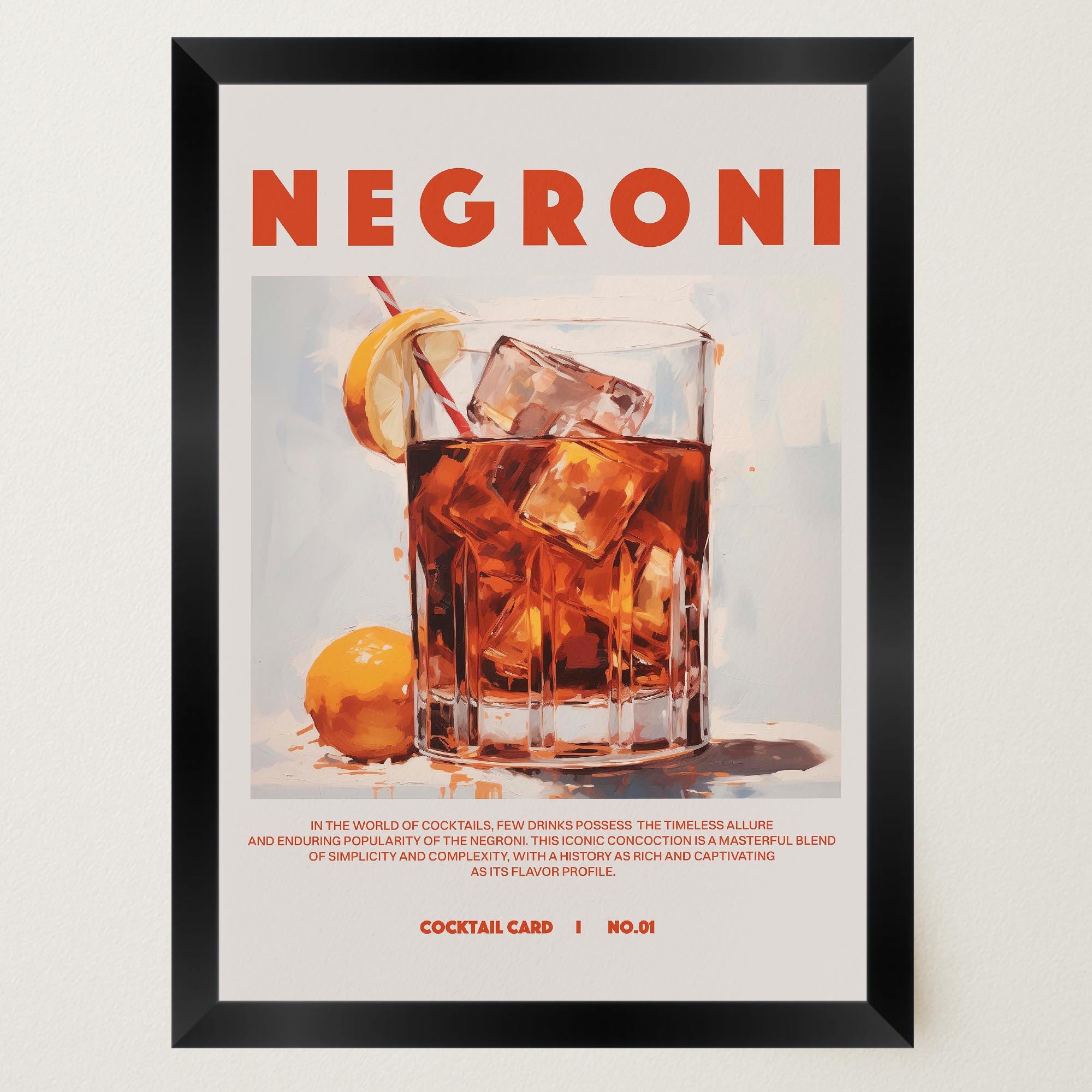 Negroni Cocktail Retro Wall Art Print-Skudaboo