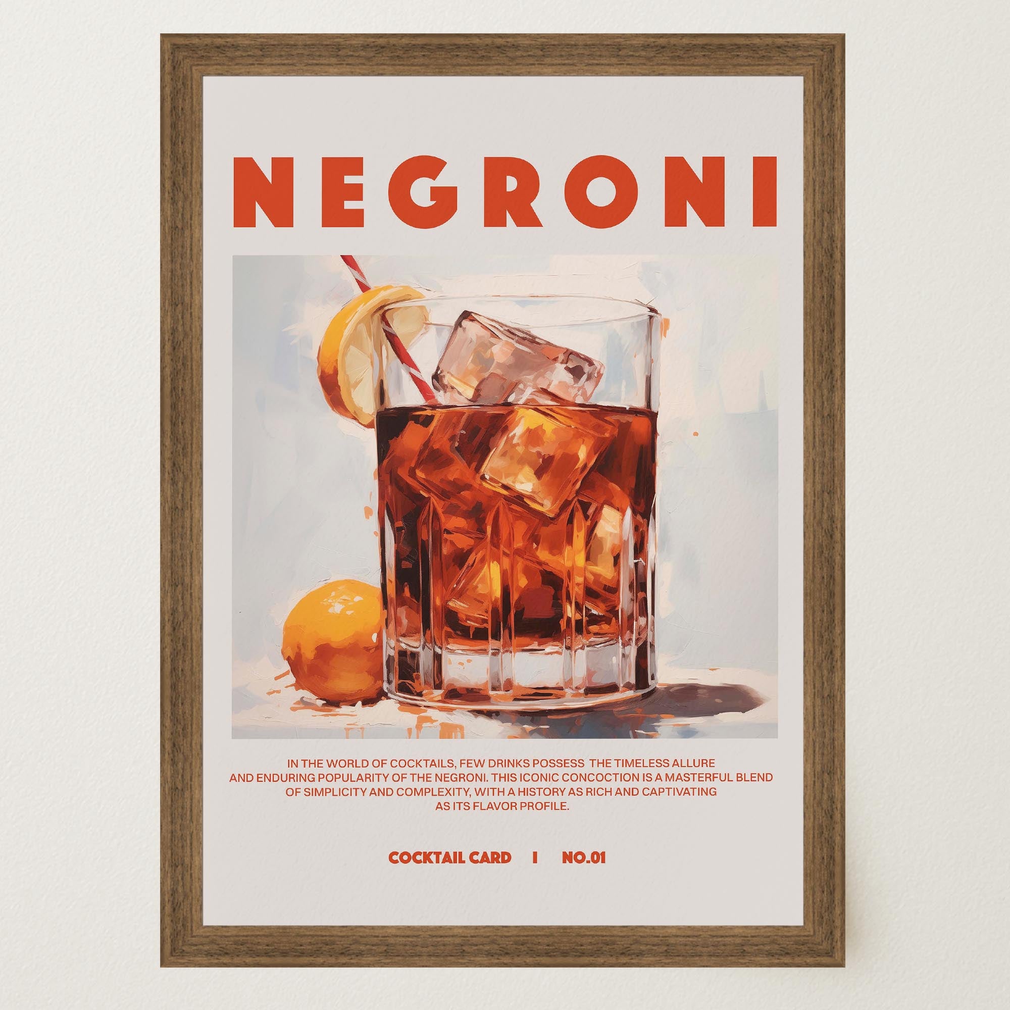 Negroni Cocktail Retro Wall Art Print-Skudaboo