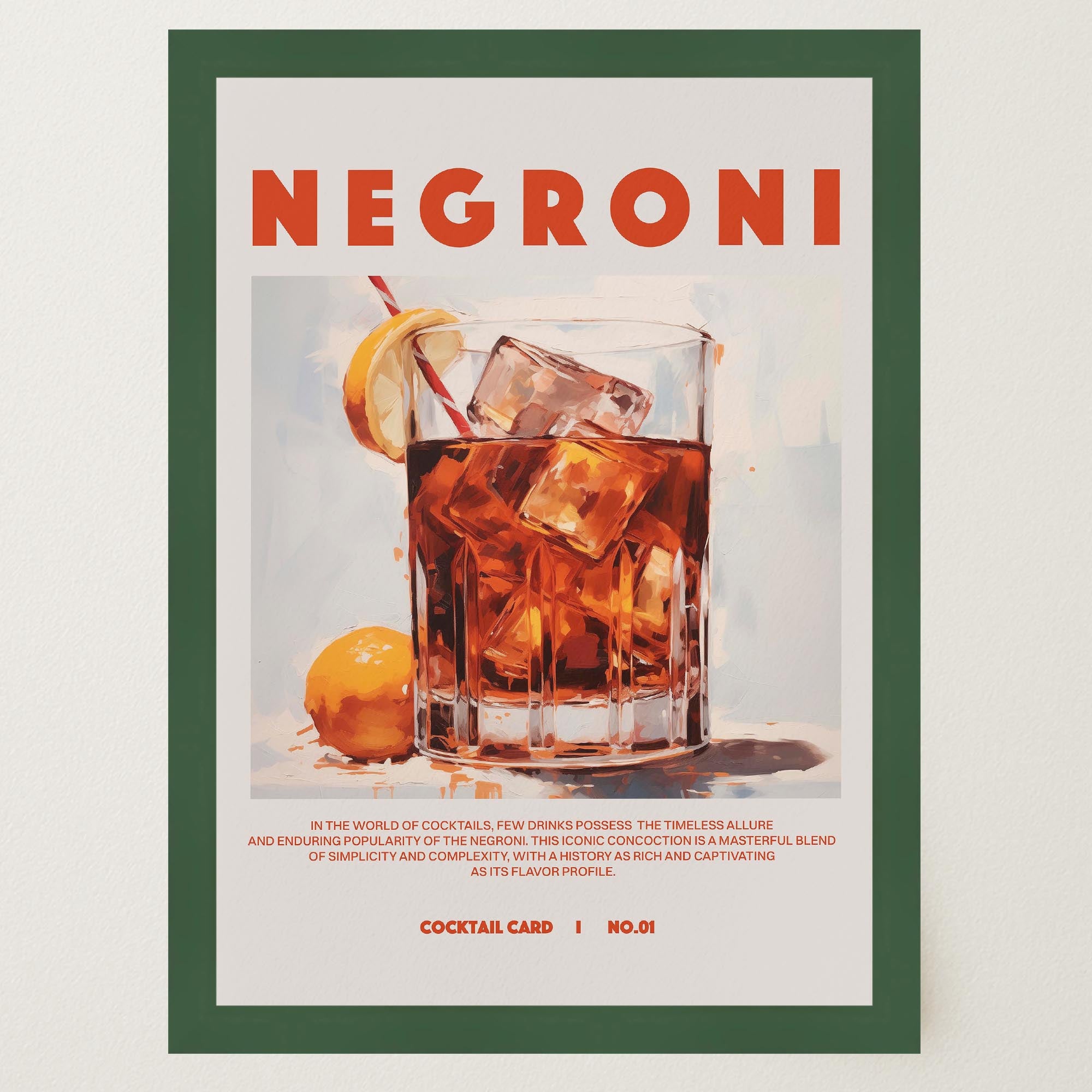 Negroni Cocktail Retro Wall Art Print-Skudaboo