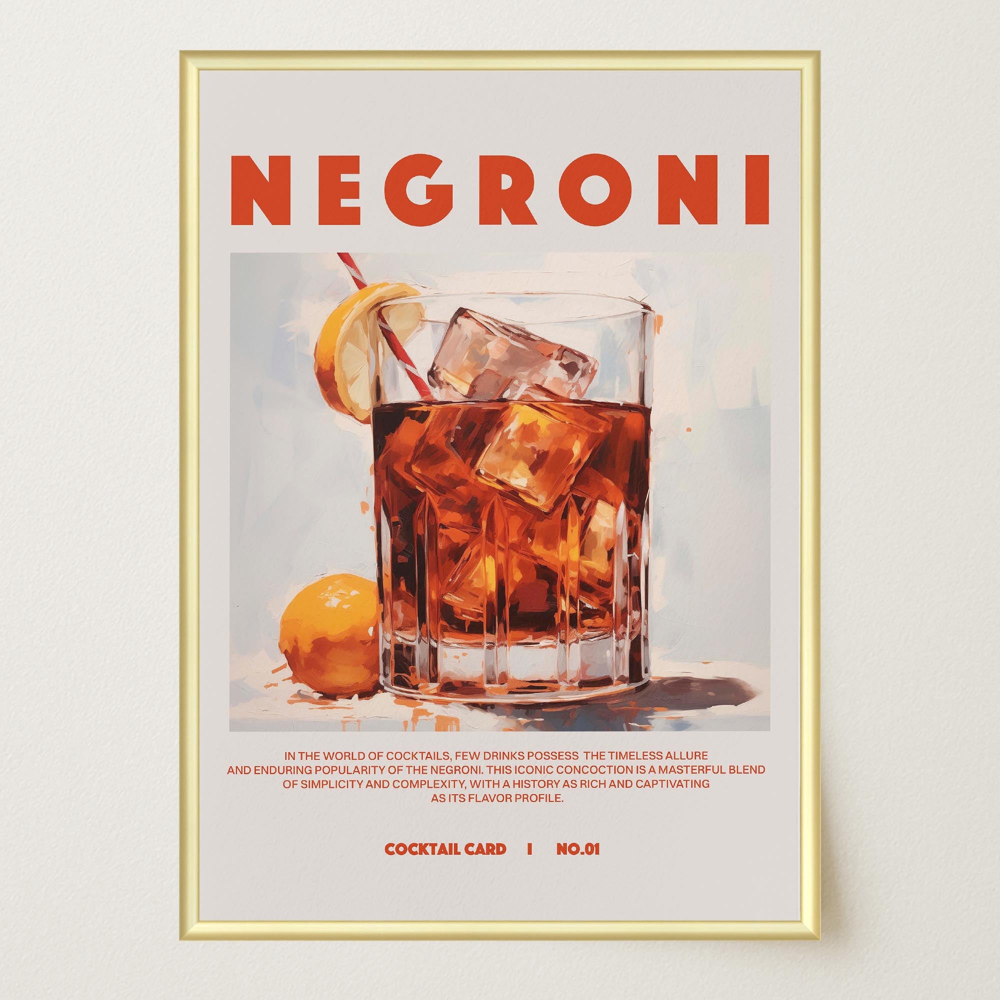 Negroni Cocktail Retro Wall Art Print-Skudaboo