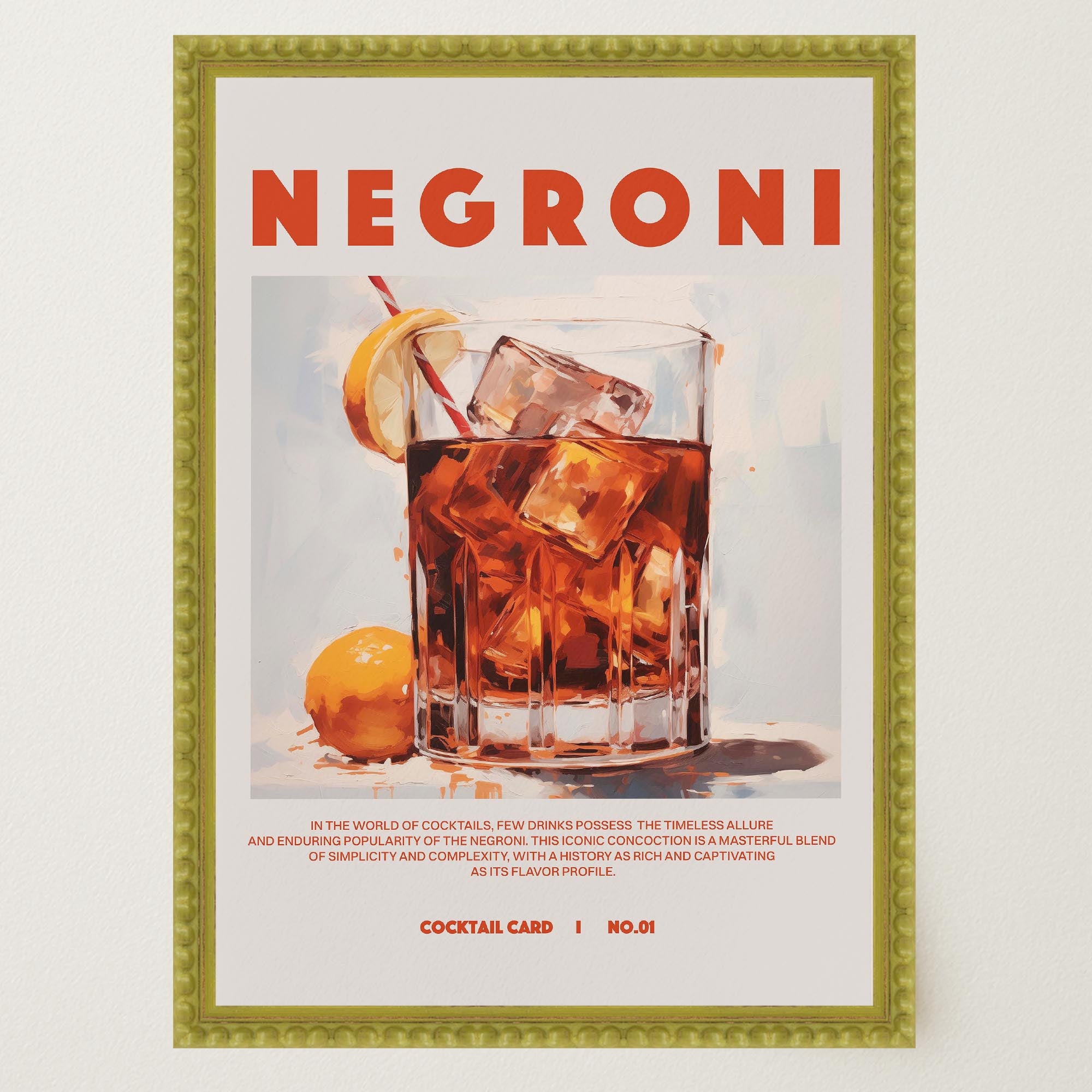 Negroni Cocktail Retro Wall Art Print-Skudaboo