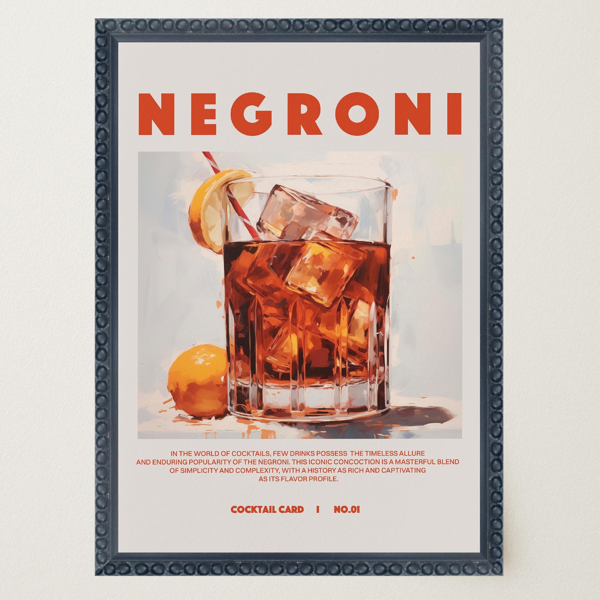 Negroni Cocktail Retro Wall Art Print-Skudaboo