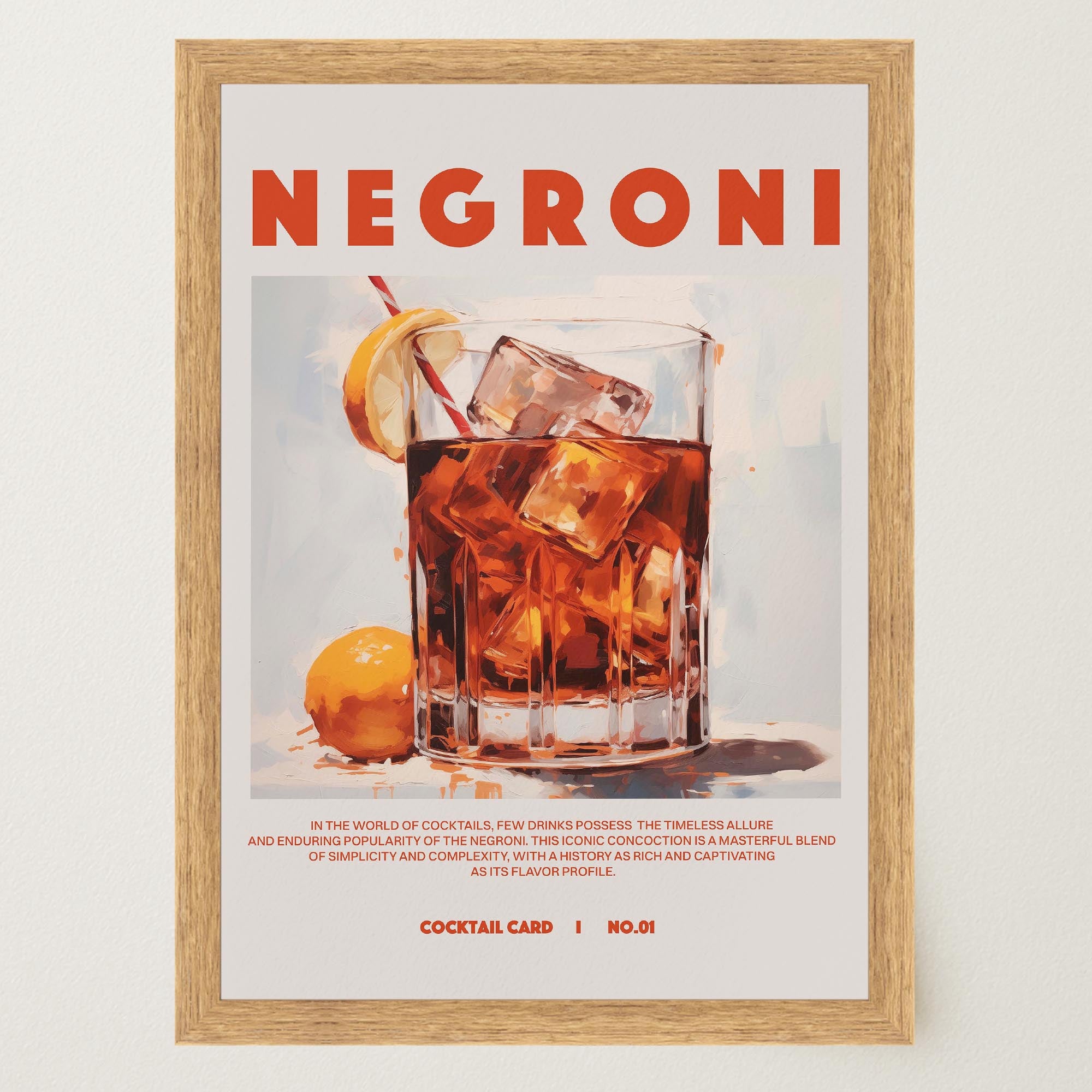 Negroni Cocktail Retro Wall Art Print-Skudaboo
