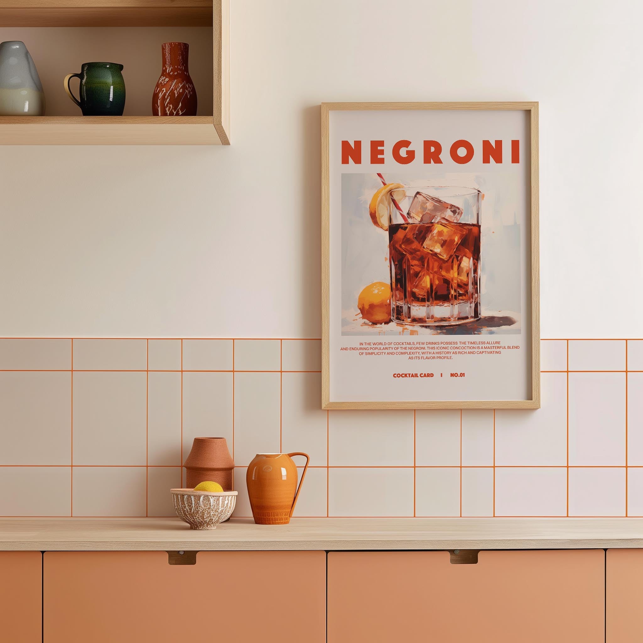 Negroni Cocktail Retro Wall Art Print-Skudaboo