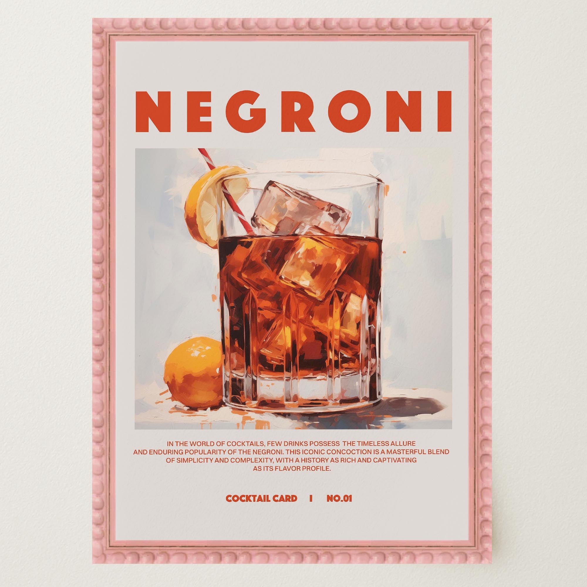 Negroni Cocktail Retro Wall Art Print-Skudaboo