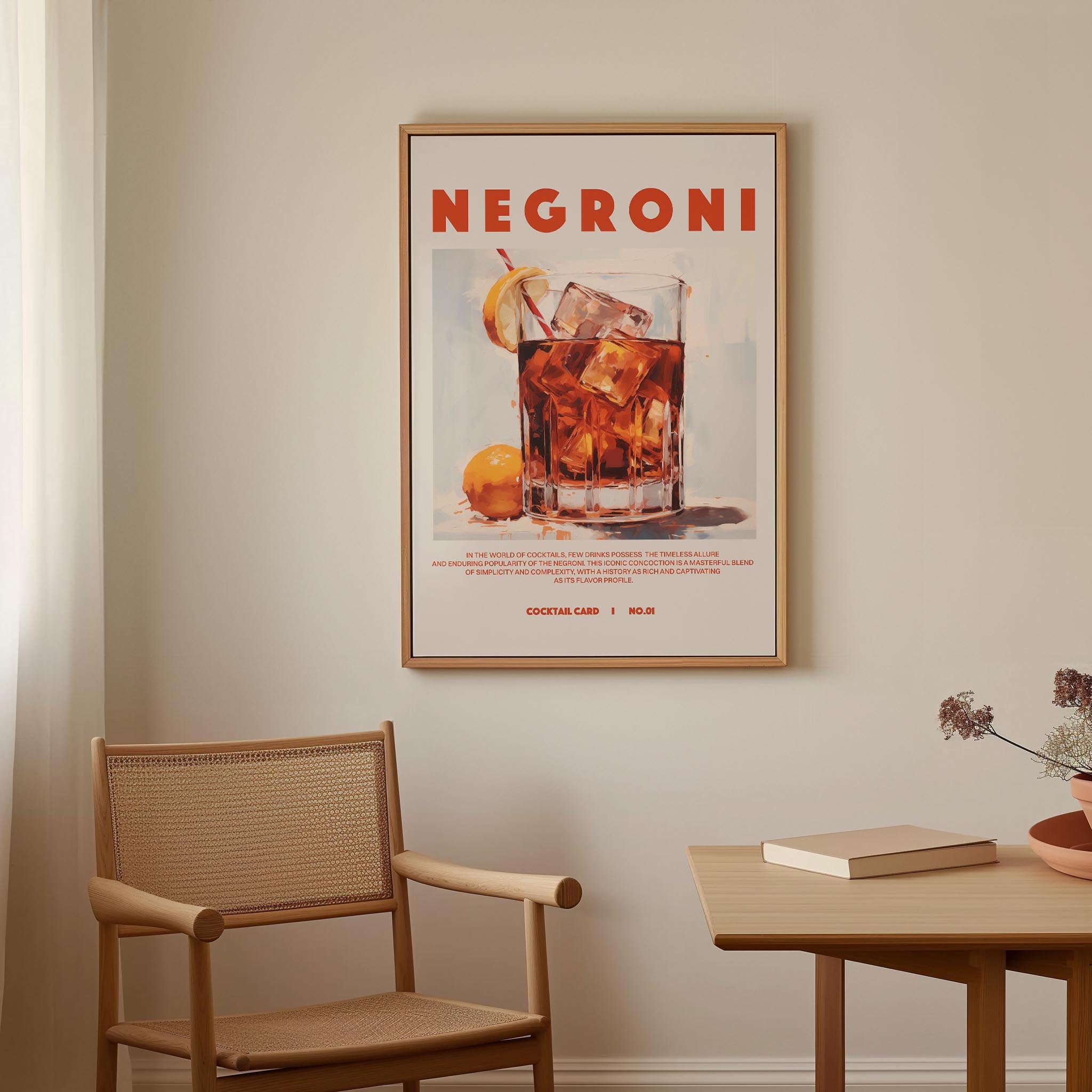 Negroni Cocktail Retro Wall Art Print-Skudaboo