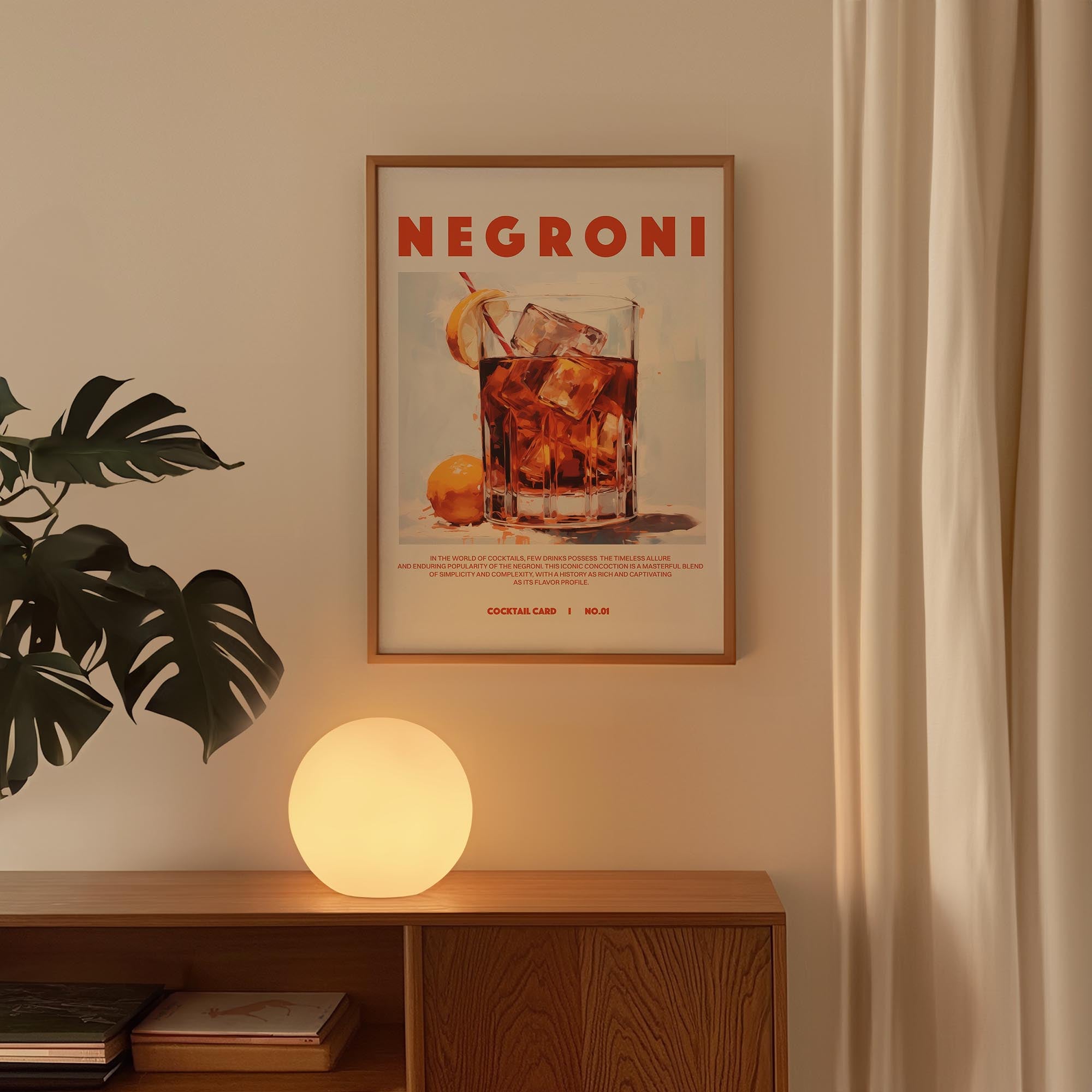 Negroni Cocktail Retro Wall Art Print-Skudaboo