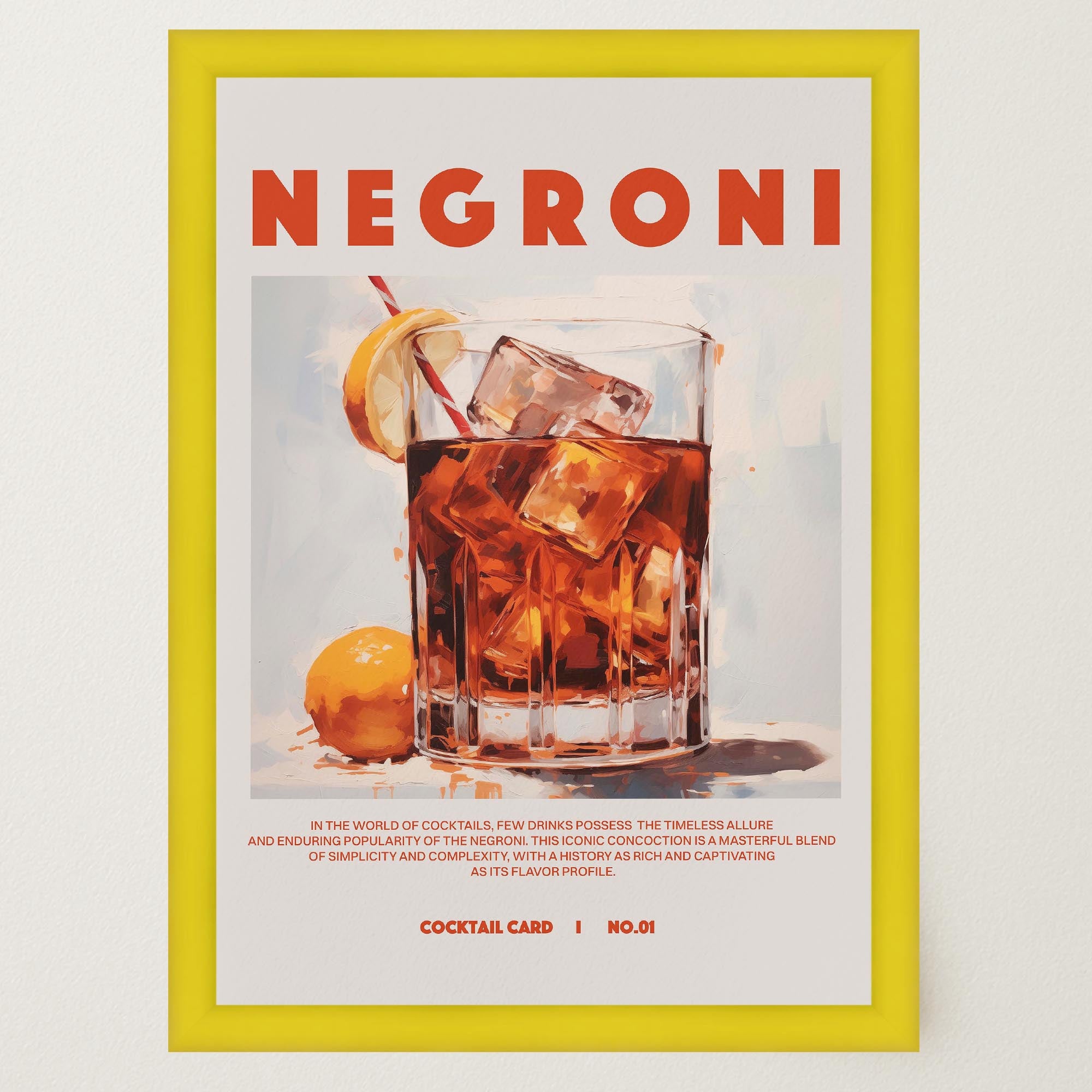 Negroni Cocktail Retro Wall Art Print-Skudaboo