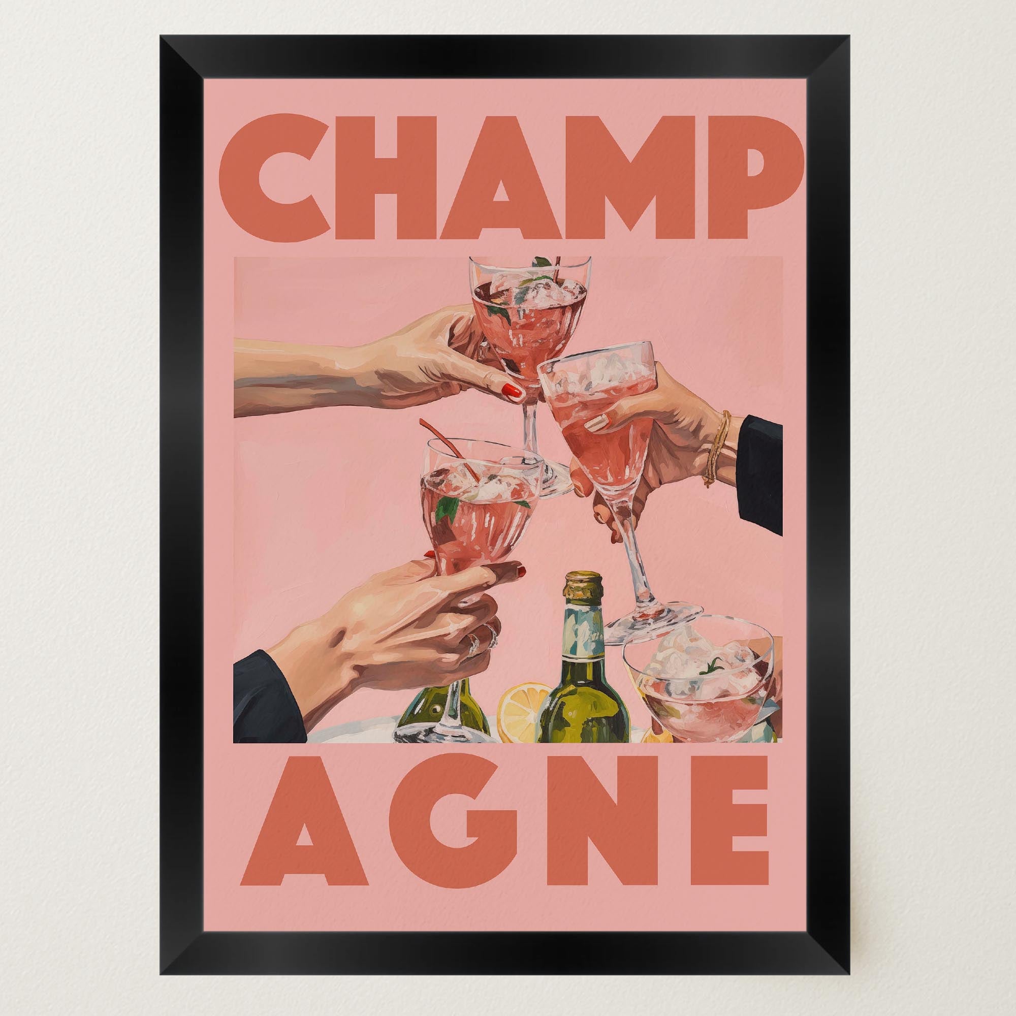 Champagne Retro Wall Art Print-Skudaboo