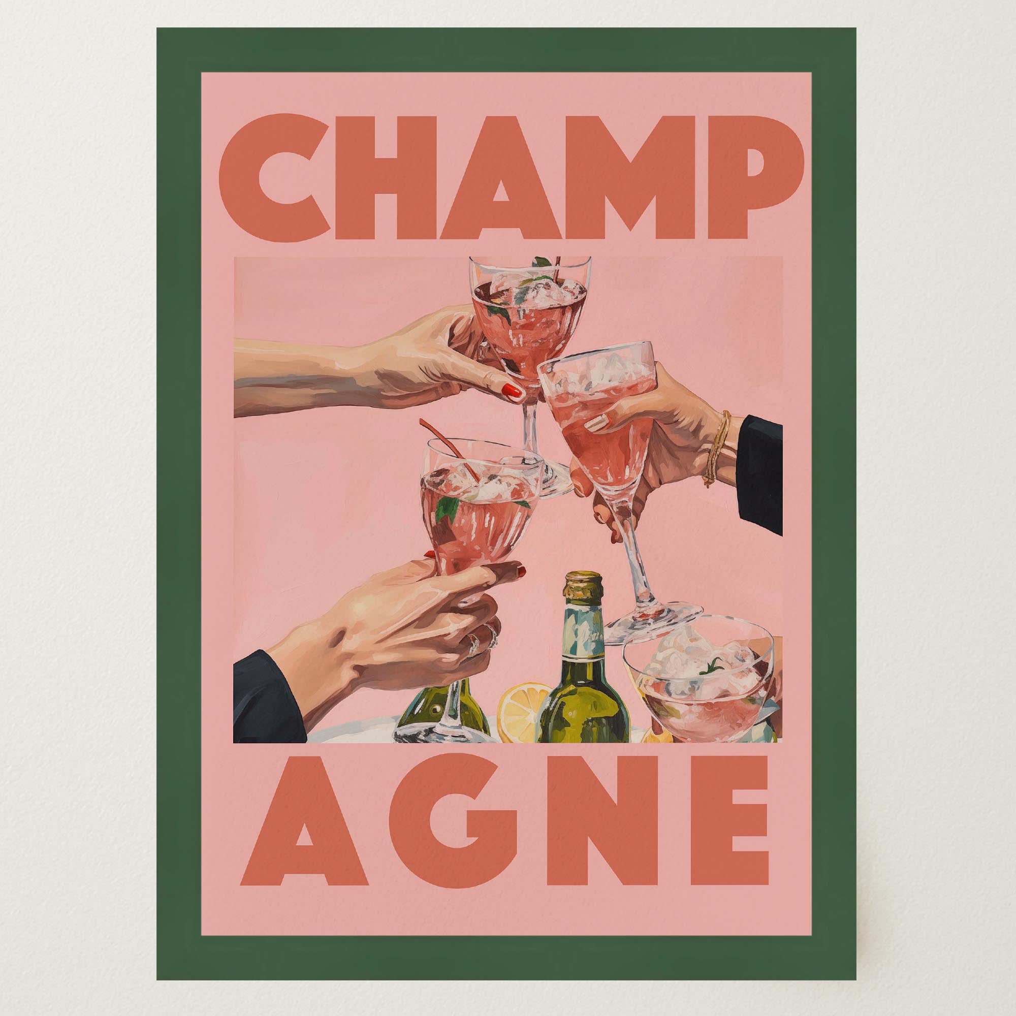 Champagne Retro Wall Art Print-Skudaboo
