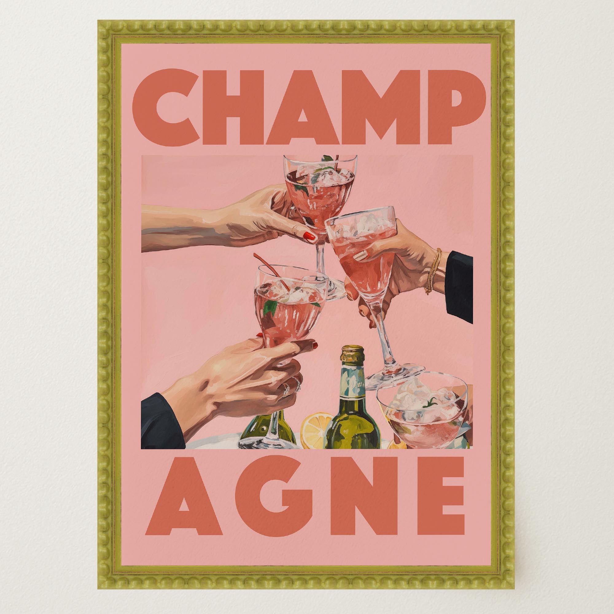 Champagne Retro Wall Art Print-Skudaboo