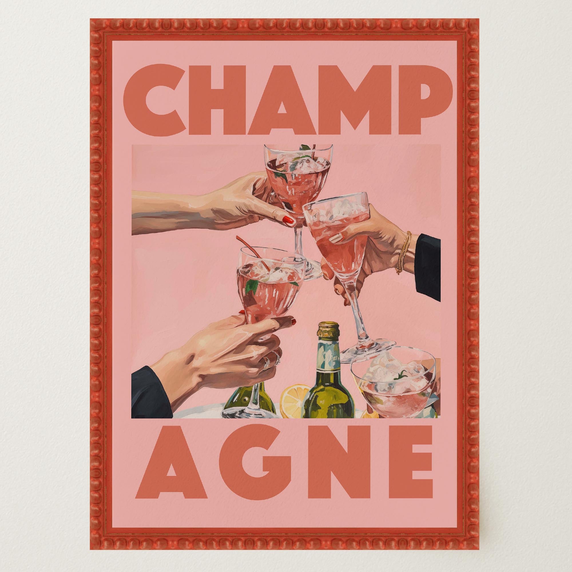 Champagne Retro Wall Art Print-Skudaboo