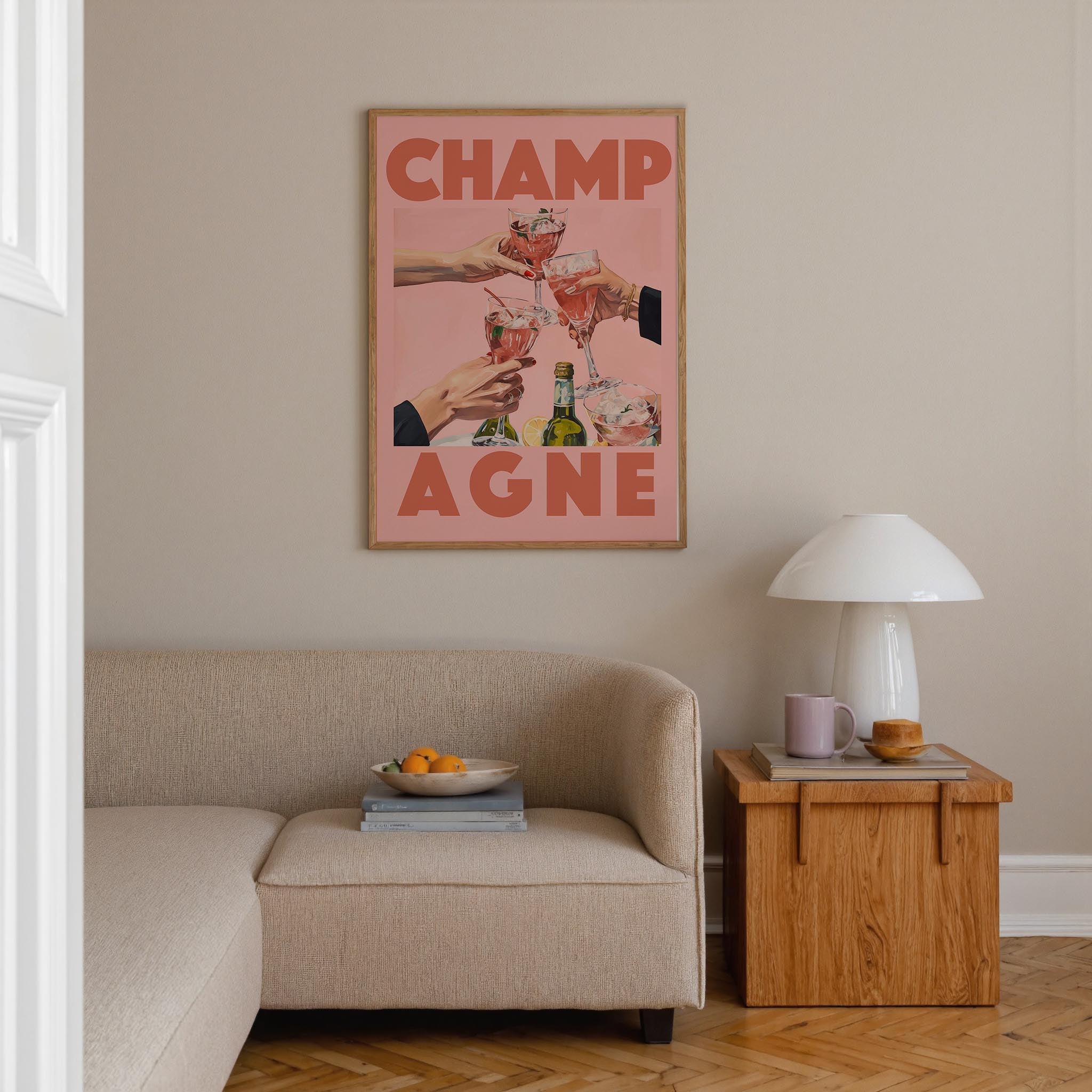 Champagne Retro Wall Art Print-Skudaboo