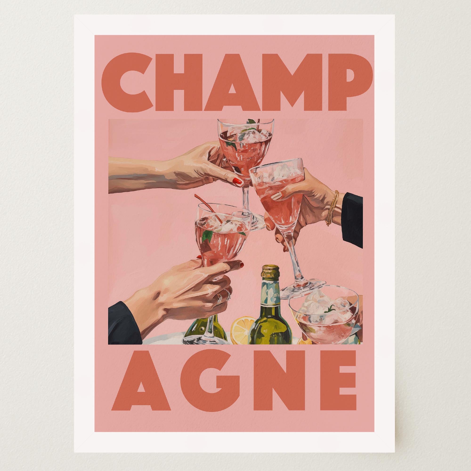 Champagne Retro Wall Art Print-Skudaboo