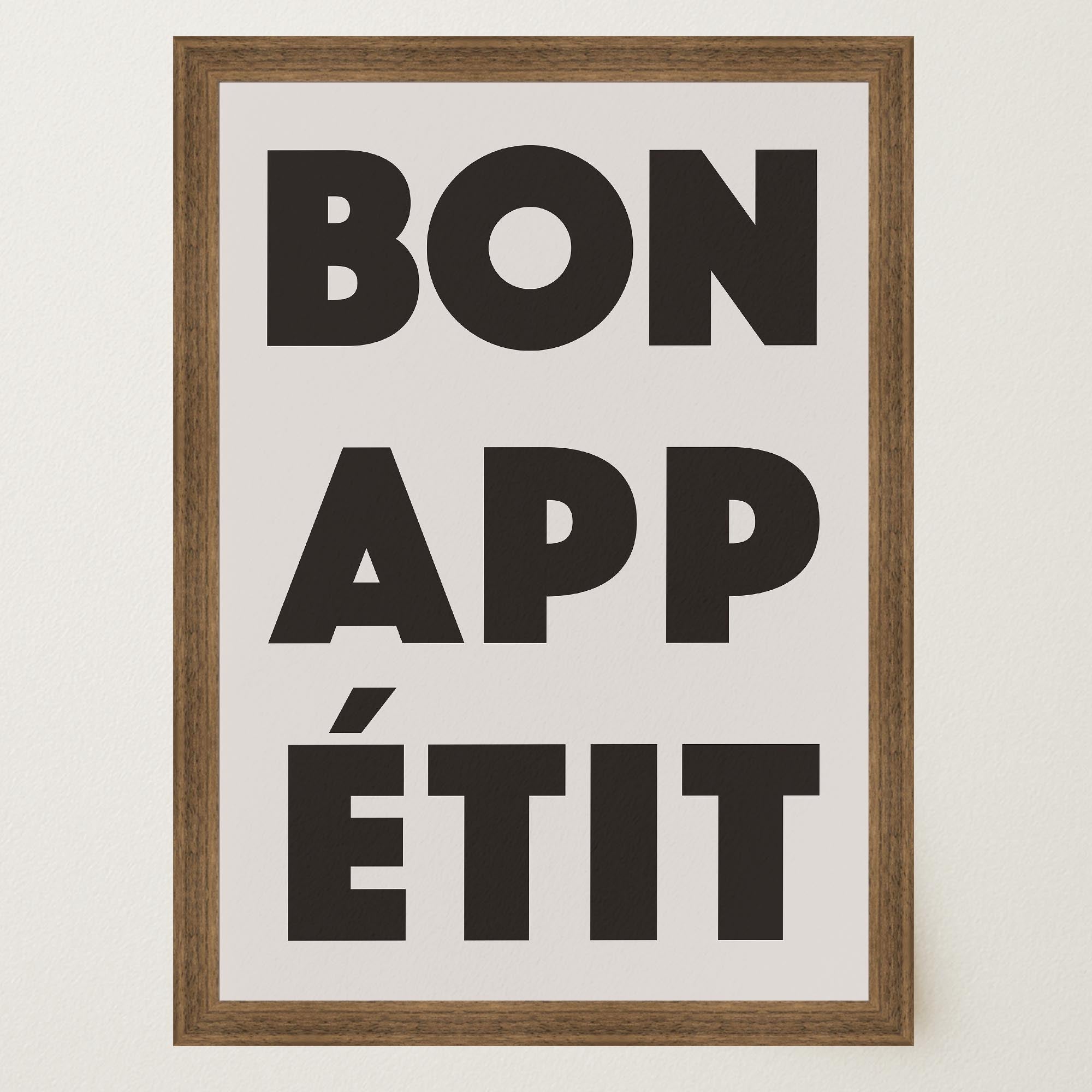 Bon Appetit Black Typography French Kitchen Wall Art Print-Skudaboo
