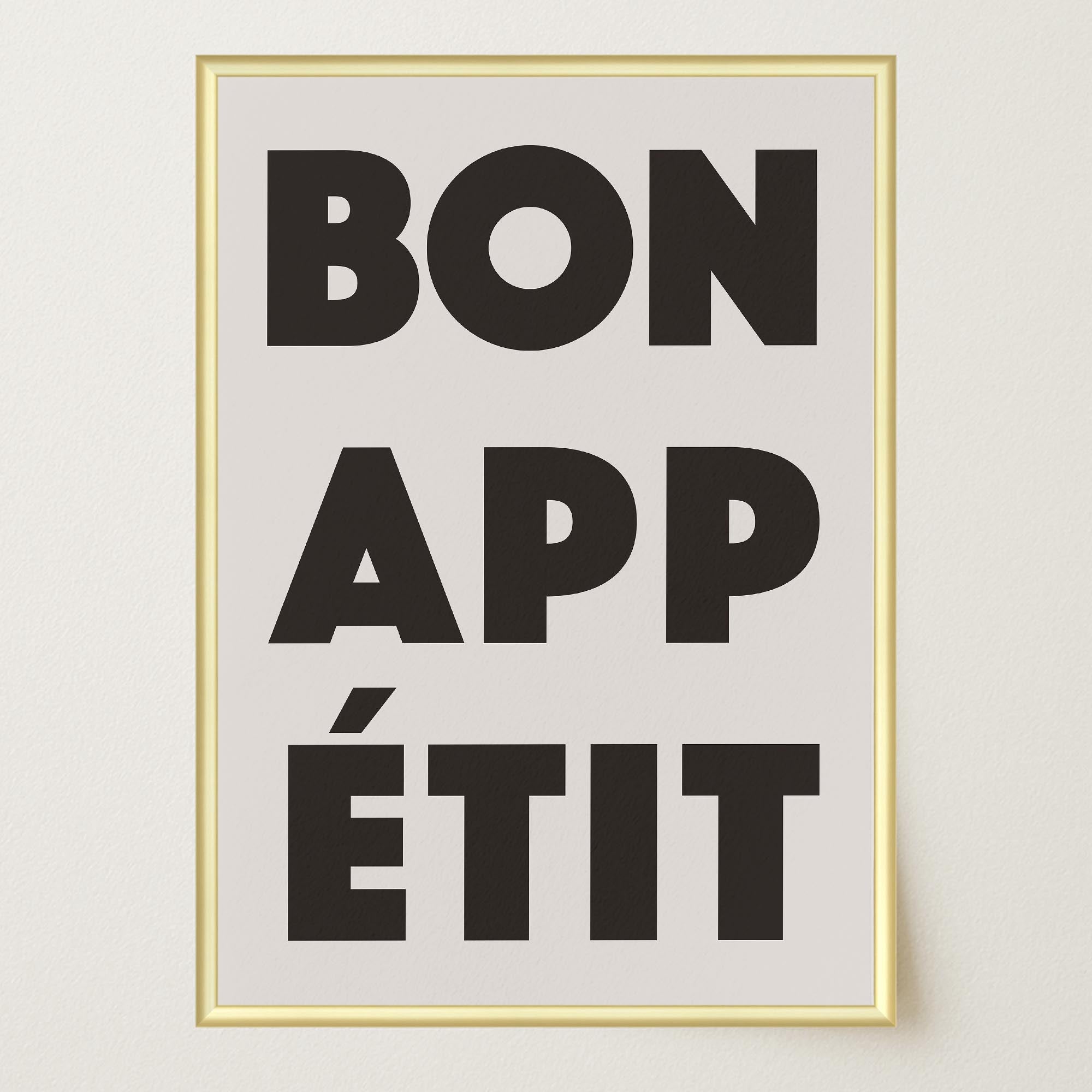 Bon Appetit Black Typography French Kitchen Wall Art Print-Skudaboo
