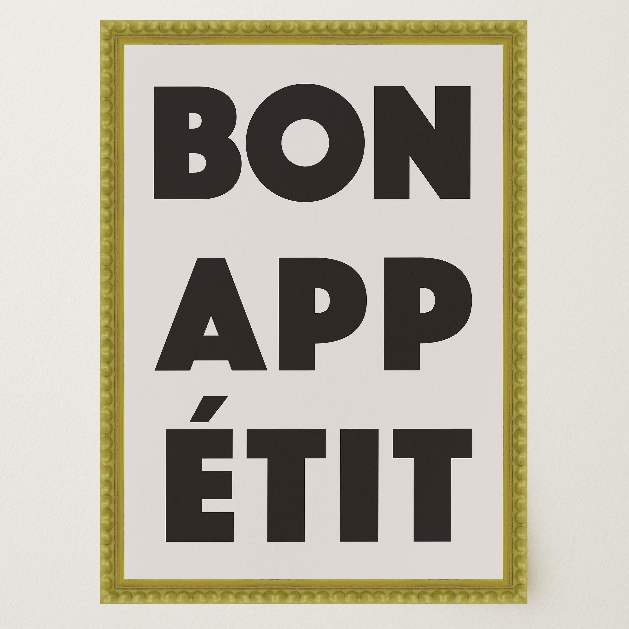 Bon Appetit Black Typography French Kitchen Wall Art Print-Skudaboo