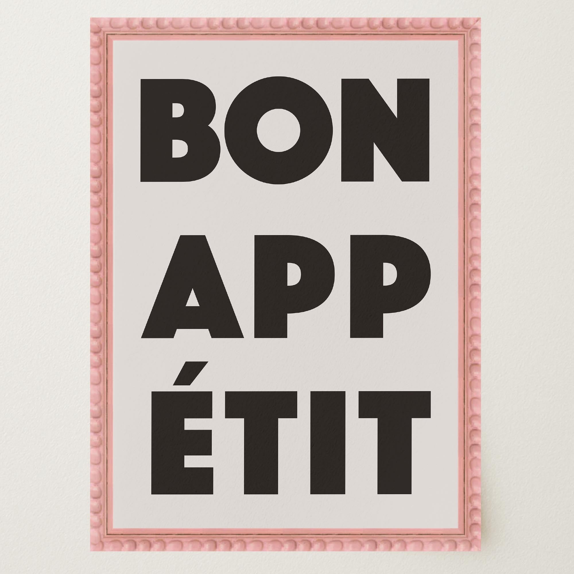 Bon Appetit Black Typography French Kitchen Wall Art Print-Skudaboo