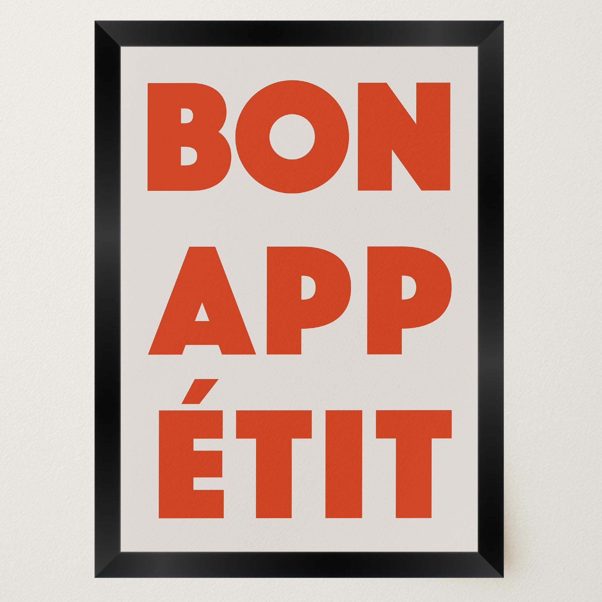 Bon Appetit Red Typography French Kitchen Wall Art Print-Skudaboo