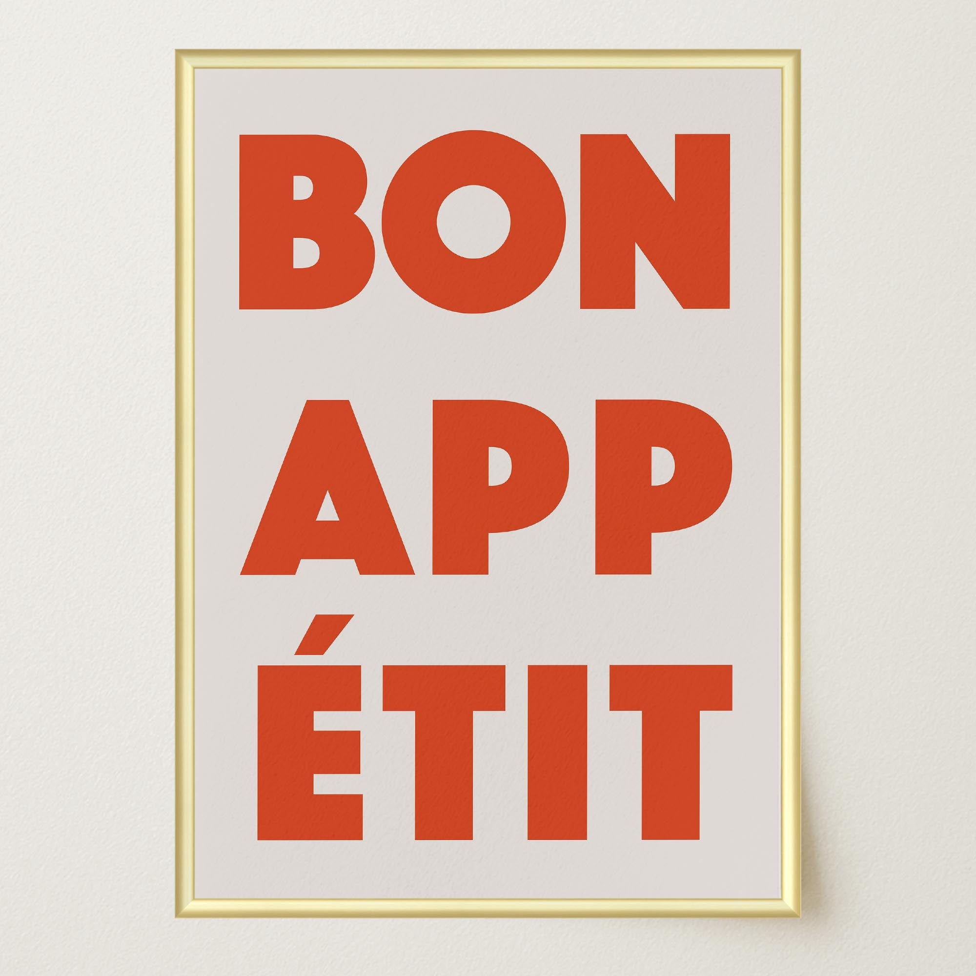 Bon Appetit Red Typography French Kitchen Wall Art Print-Skudaboo