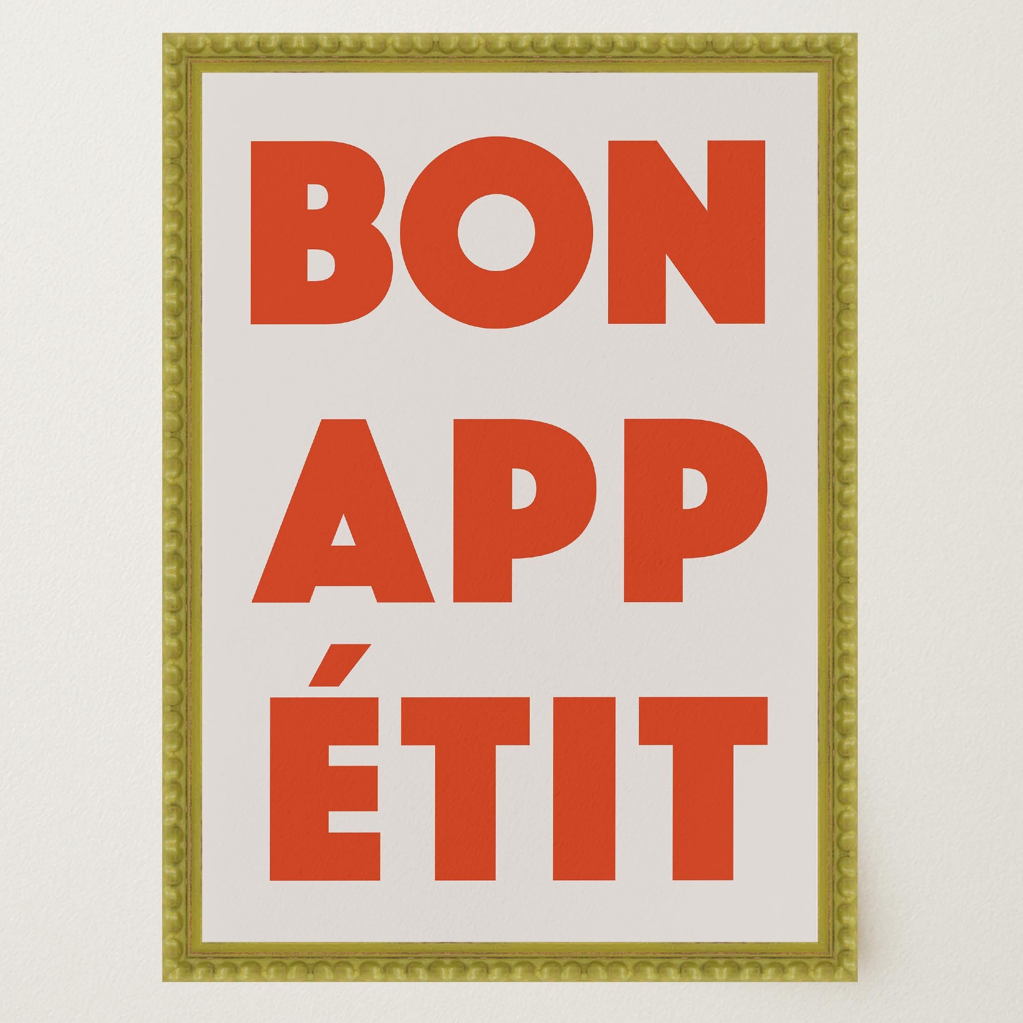 Bon Appetit Red Typography French Kitchen Wall Art Print-Skudaboo