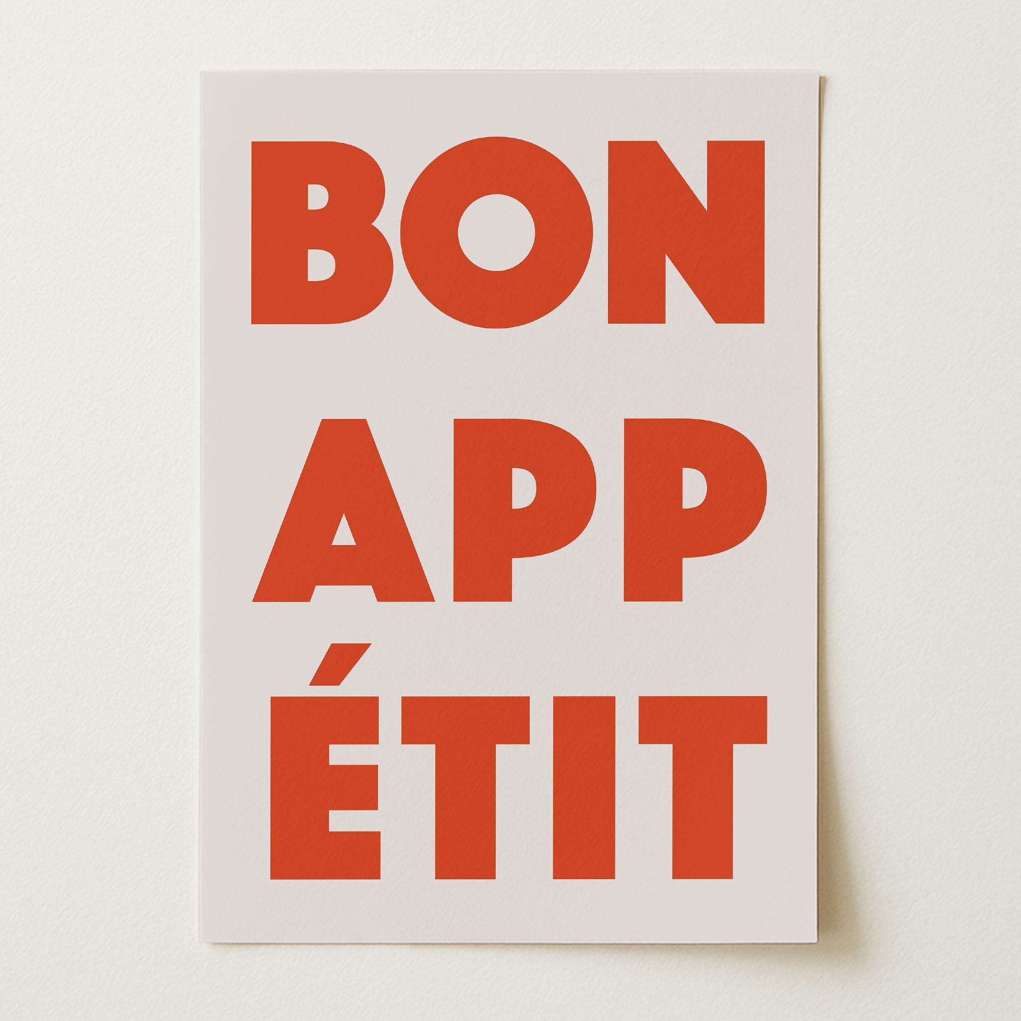 Bon Appetit Red Typography French Kitchen Wall Art Print-Skudaboo