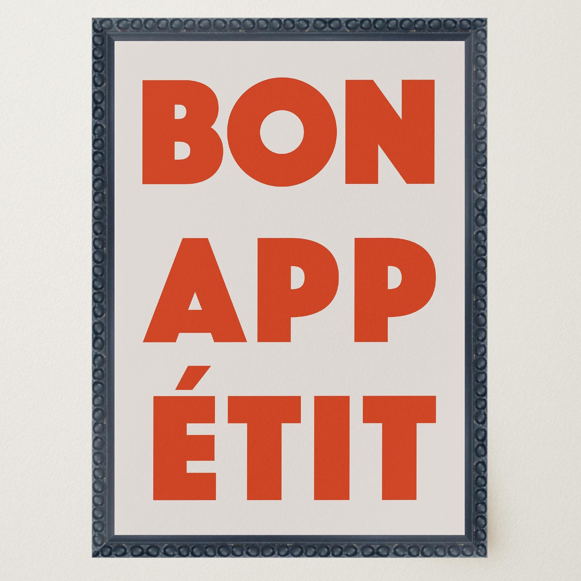 Bon Appetit Red Typography French Kitchen Wall Art Print-Skudaboo