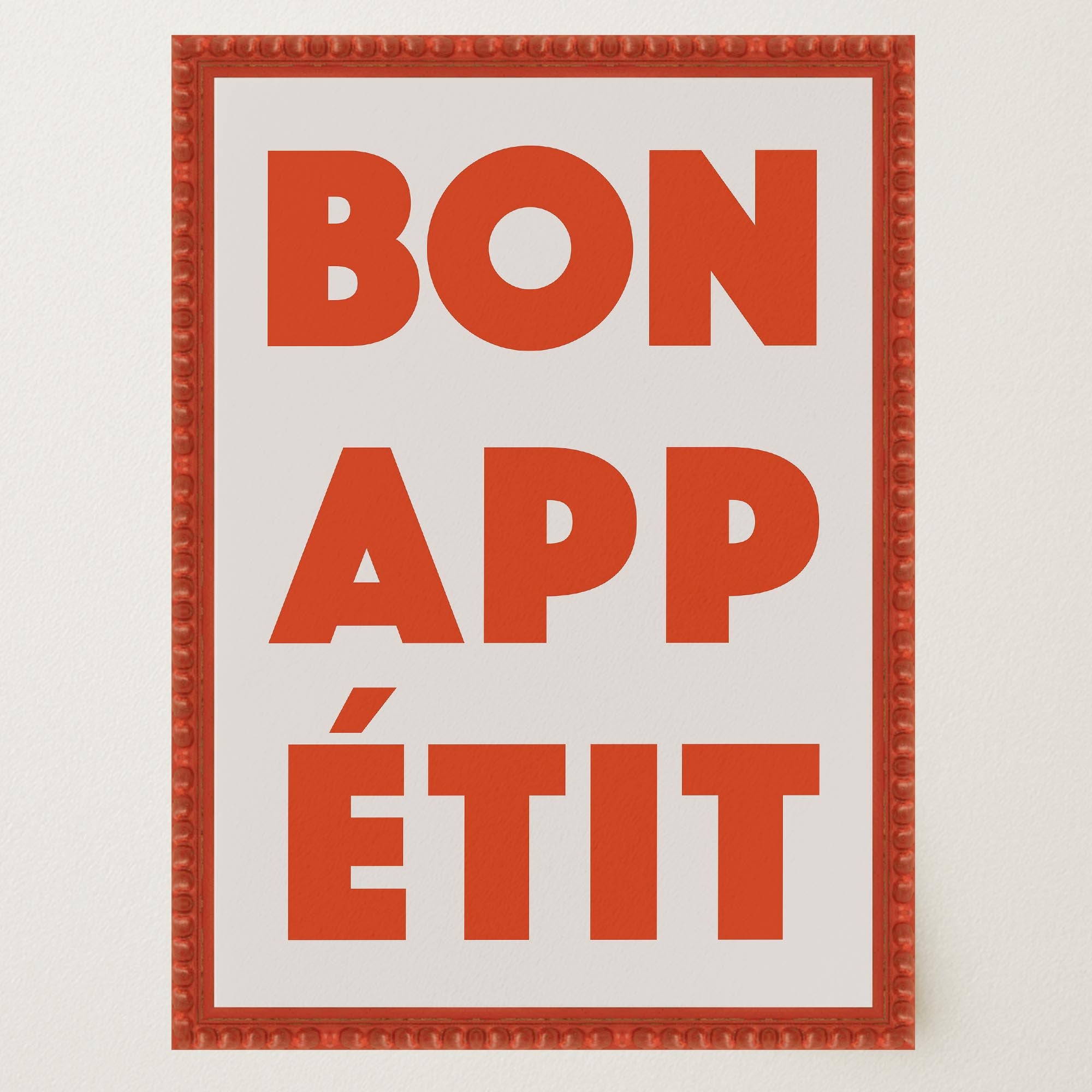 Bon Appetit Red Typography French Kitchen Wall Art Print-Skudaboo