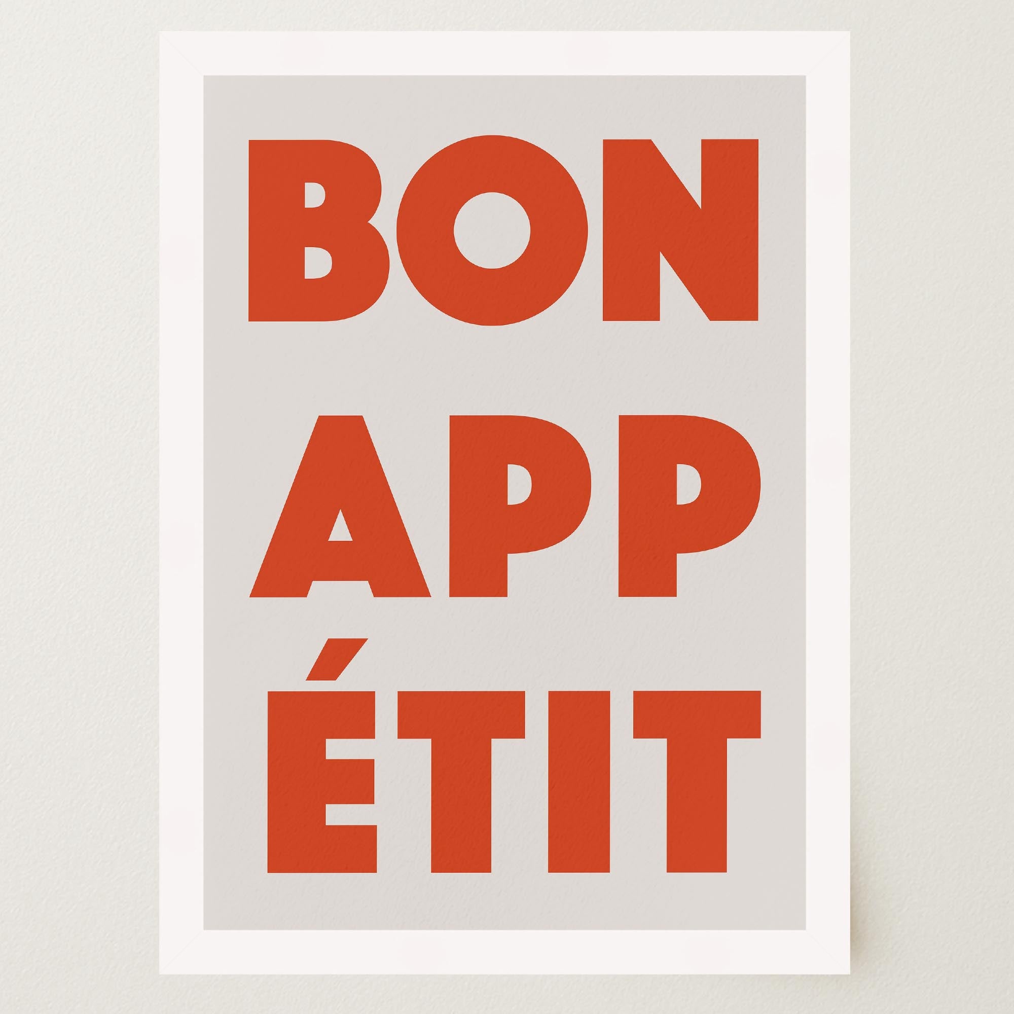 Bon Appetit Red Typography French Kitchen Wall Art Print-Skudaboo