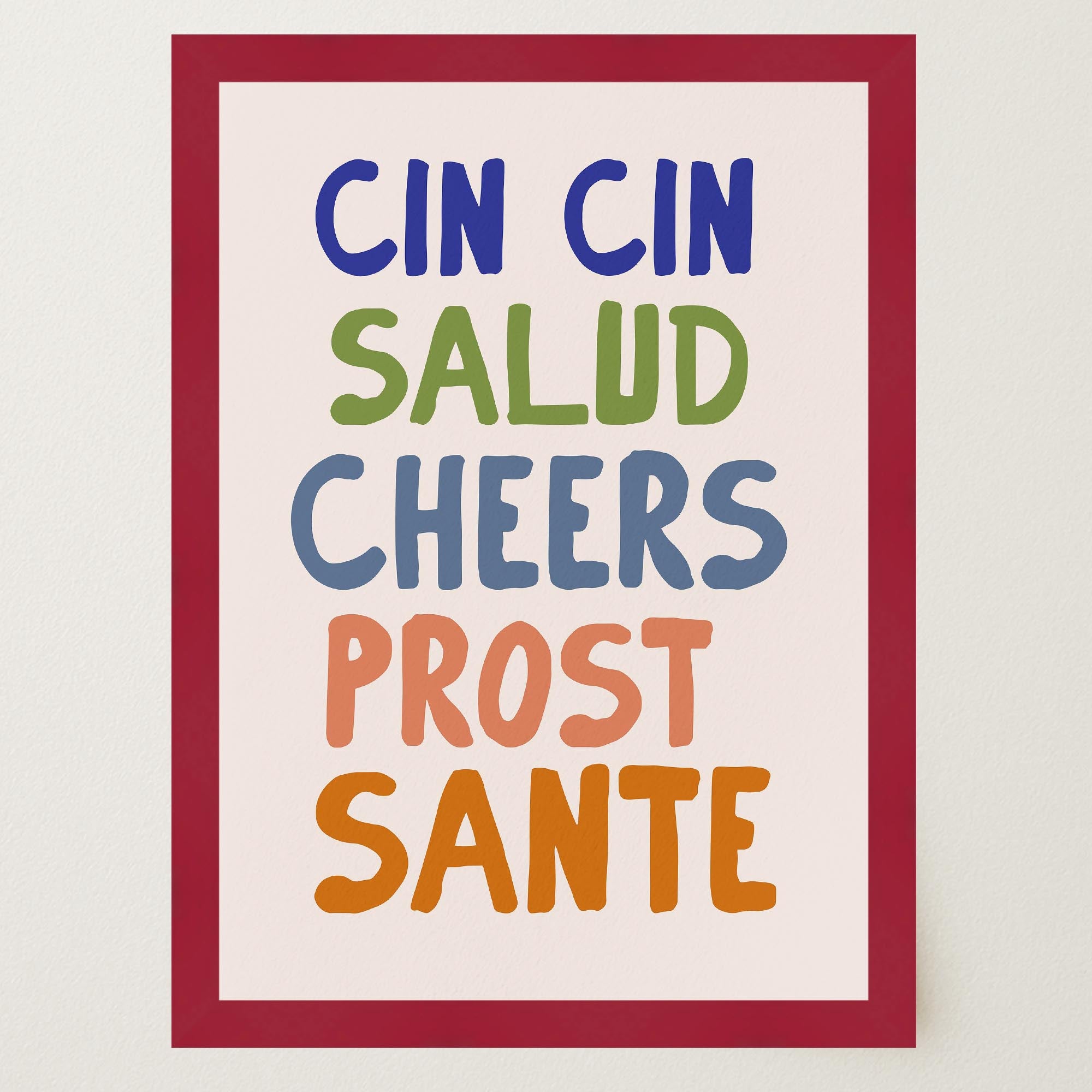 Cin Cin Salute Italian Bar Typography Wall Art Print-Skudaboo