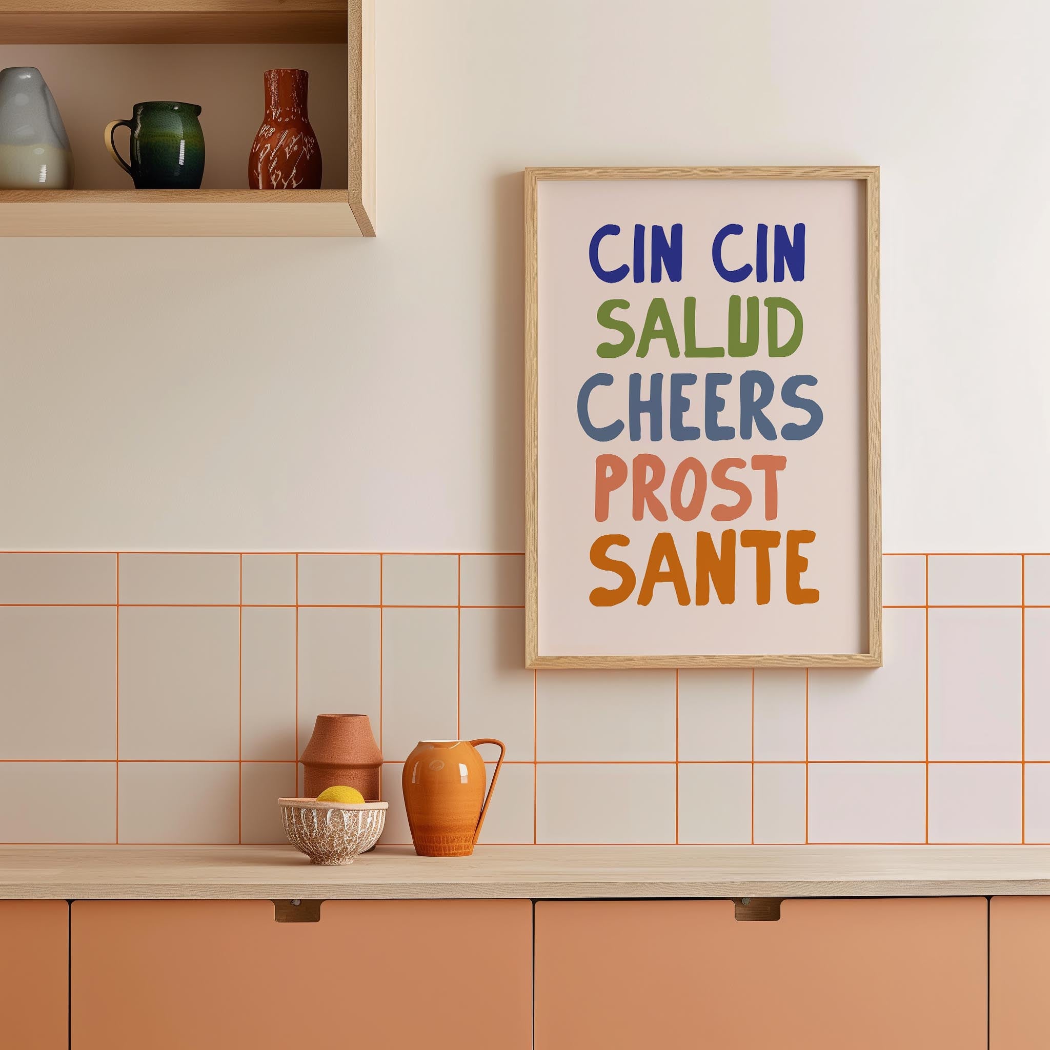Cin Cin Salute Italian Bar Typography Wall Art Print-Skudaboo