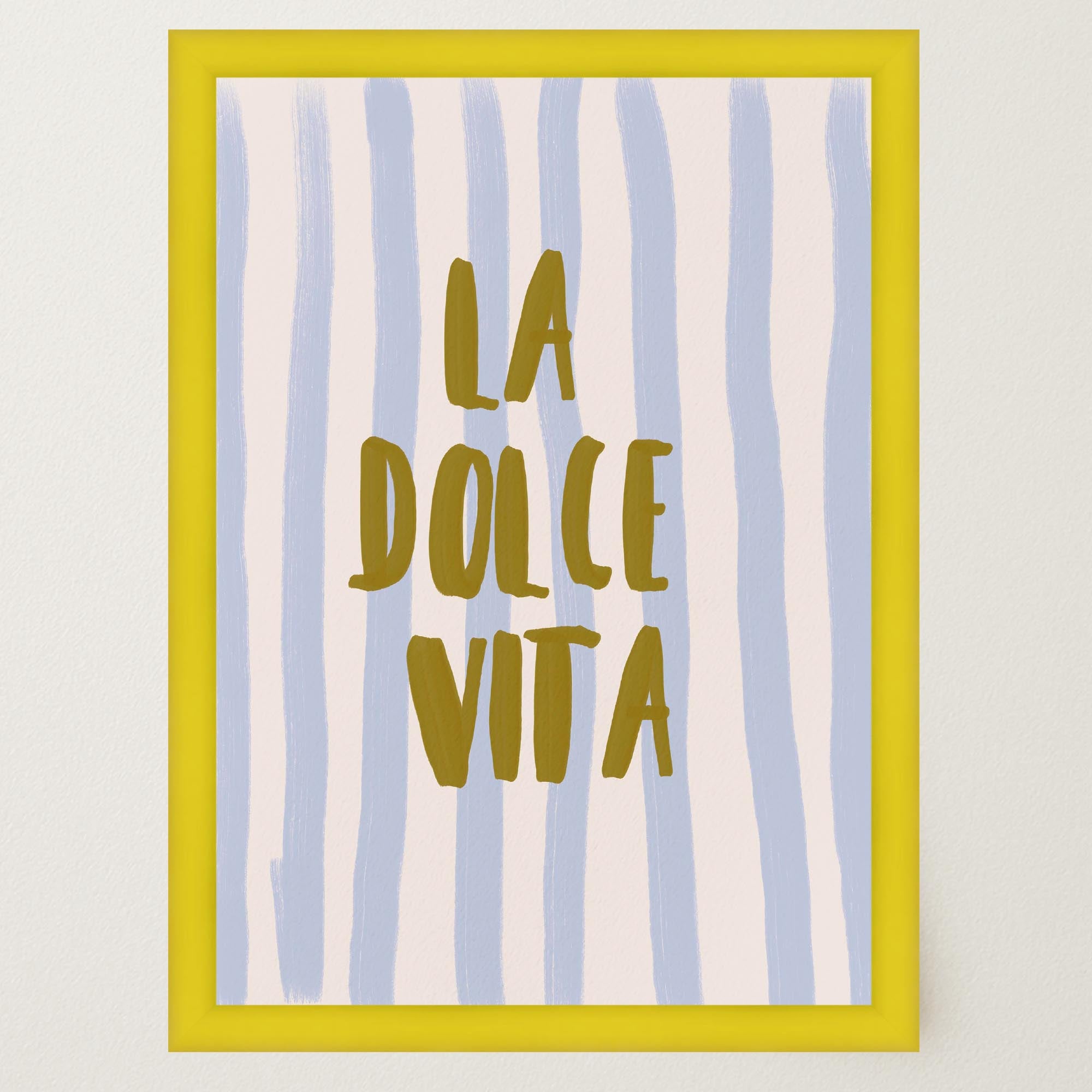 Blue Stripe La Dolce Vita Typography Wall Art Print-Skudaboo